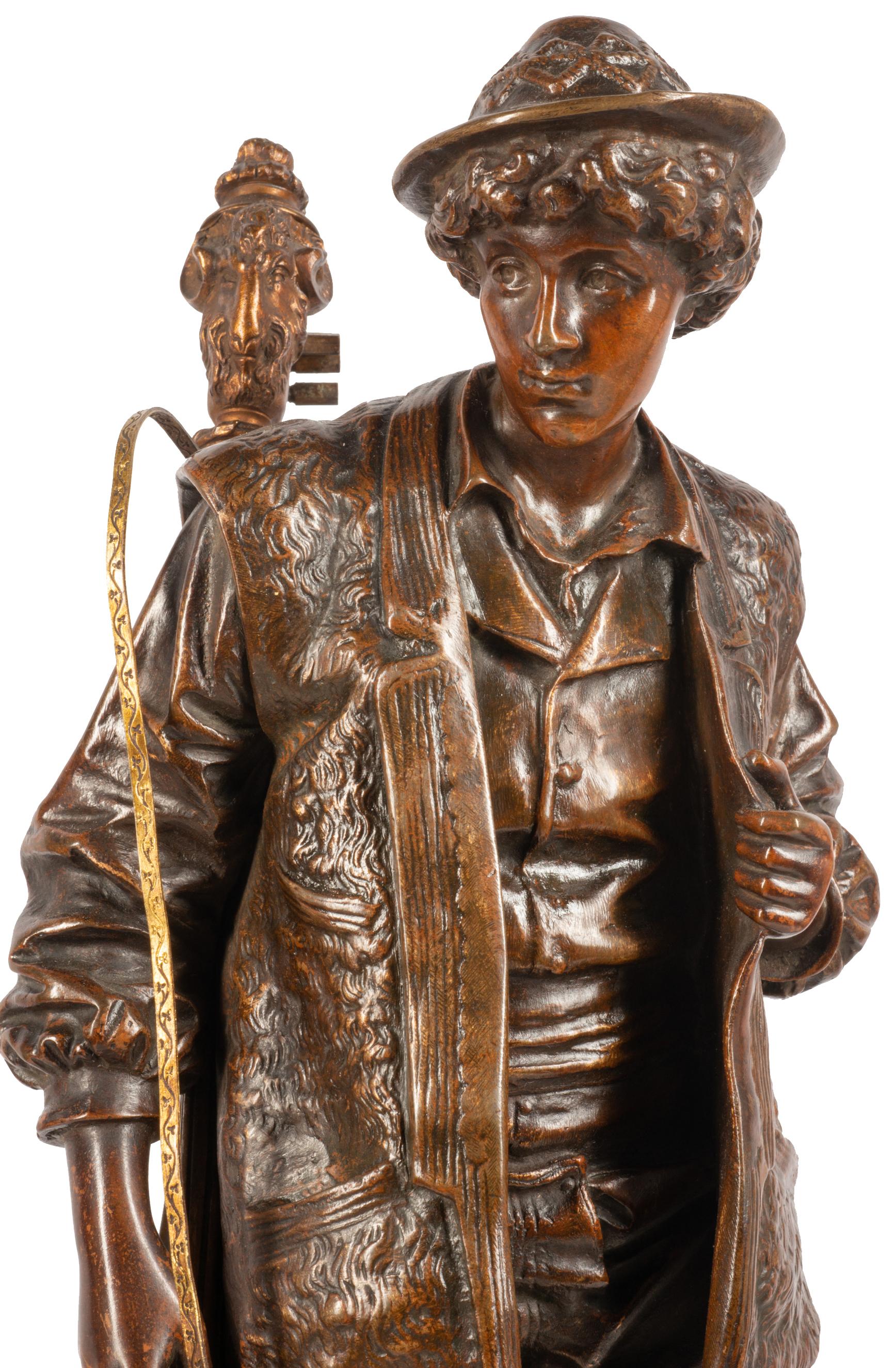 Coppia di musicisti in bronzo del XIX secolo, altezza 49 cm in vendita 4