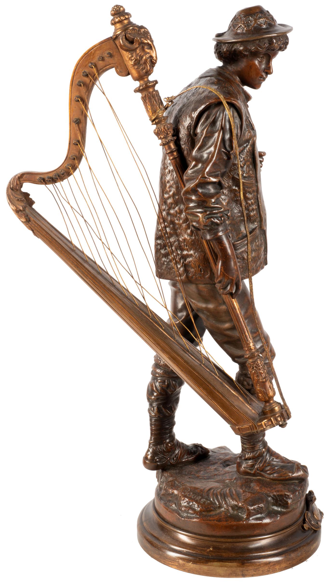 Pair of 19th Century Bronze Musicians, 49cm high For Sale 8