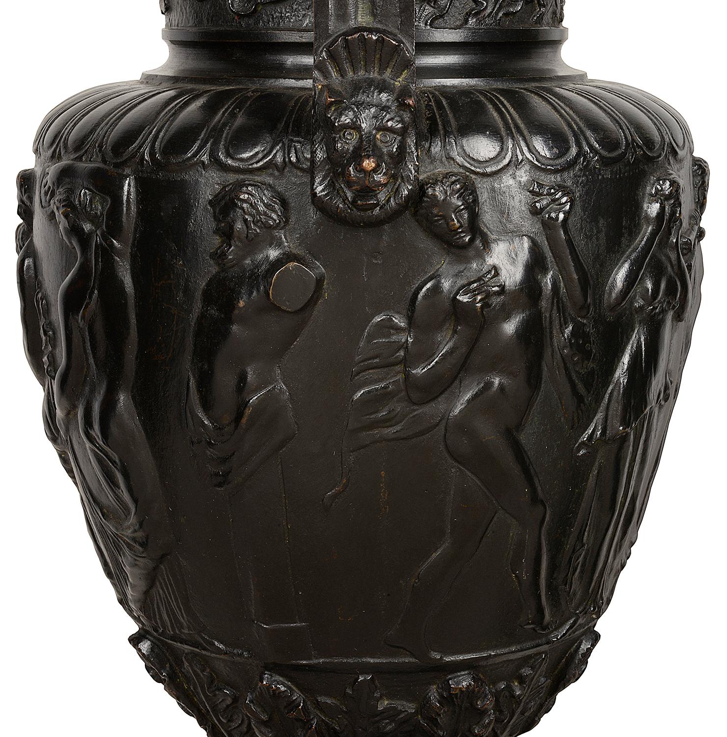 Pair of 19th Century Bronze Neoclassical Urns 1