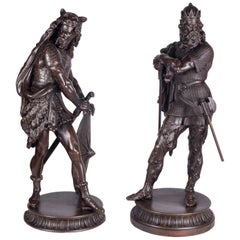 Pair of 19th Century Bronzed Spelter Knights