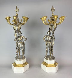 Pair 19th century  candelabra styled in the form of medieval knights