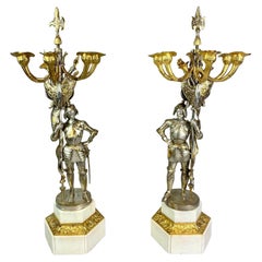 Pair 19th century  candelabra styled in the form of medieval knights