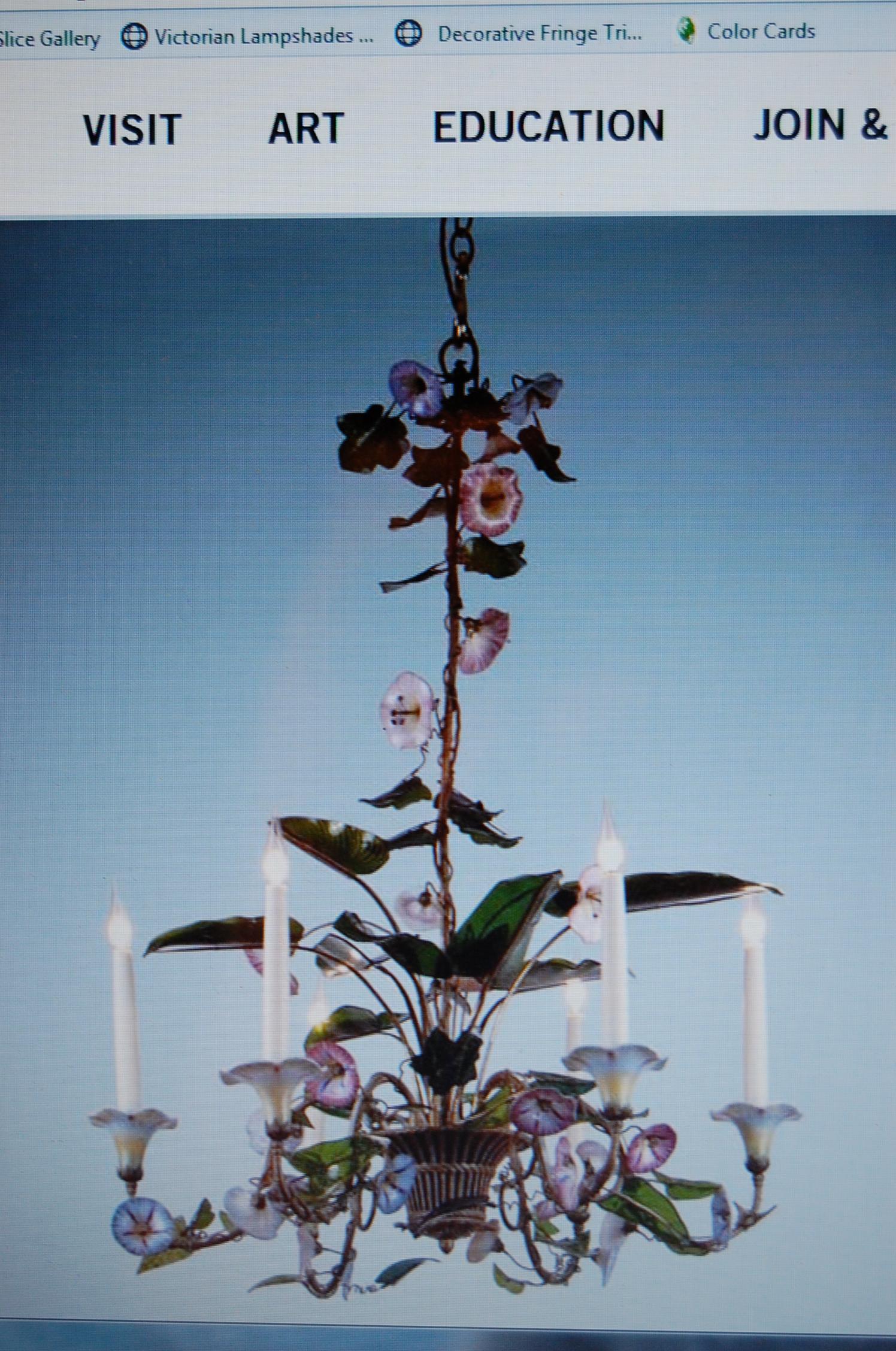 Pair 19th Century Candelabra with Gilt Bronze Stems, Glass & Porcelain Flowers For Sale 6