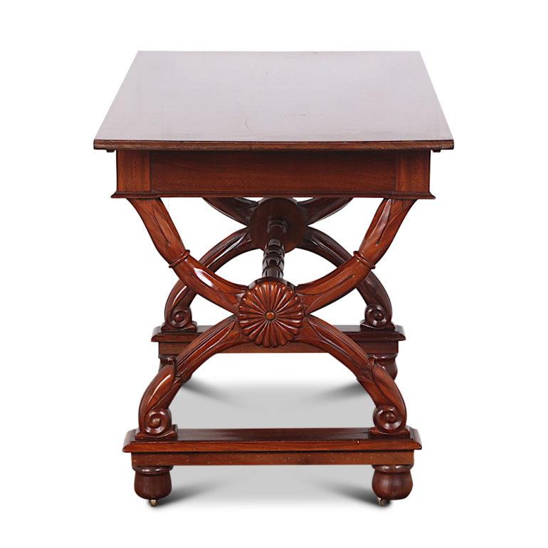 Pair of 19th Century Carved Mahogany Empire Style Console Tables In Good Condition In Vancouver, British Columbia