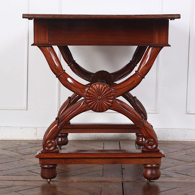 Late 19th Century Pair of 19th Century Carved Mahogany Empire Style Console Tables