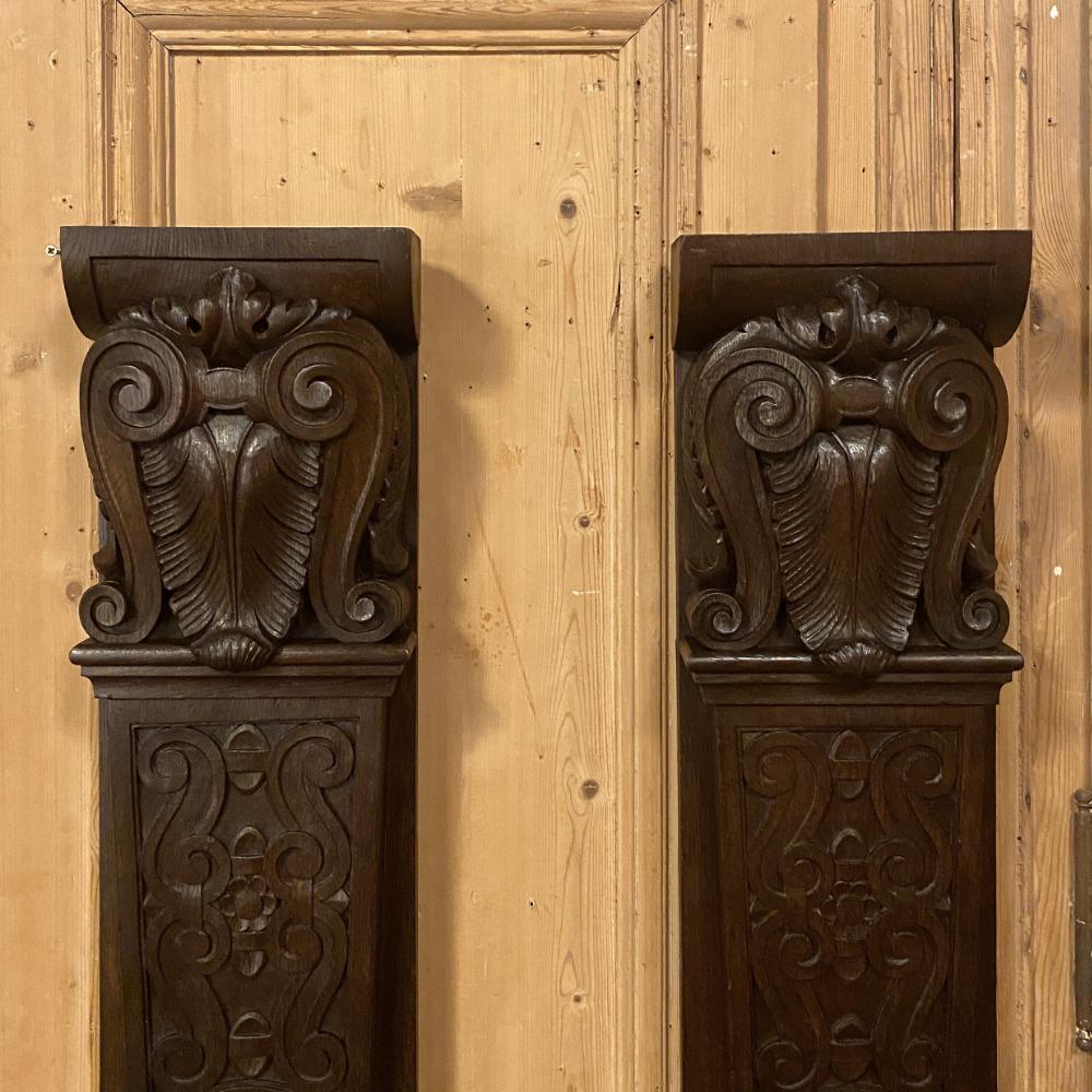 French Pair of 19th Century Carved Pilasters