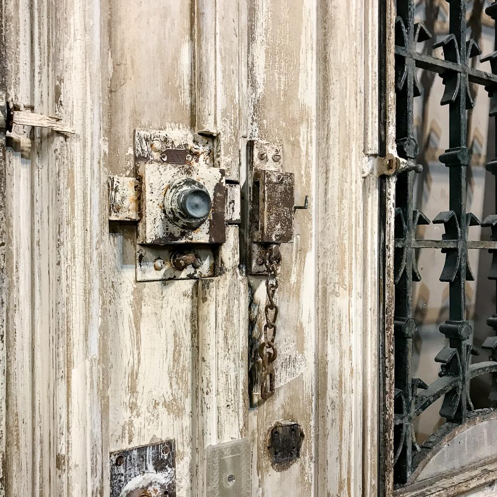 Pair of 19th Century Carved and Stripped Oak Doors with Wrought Iron 6