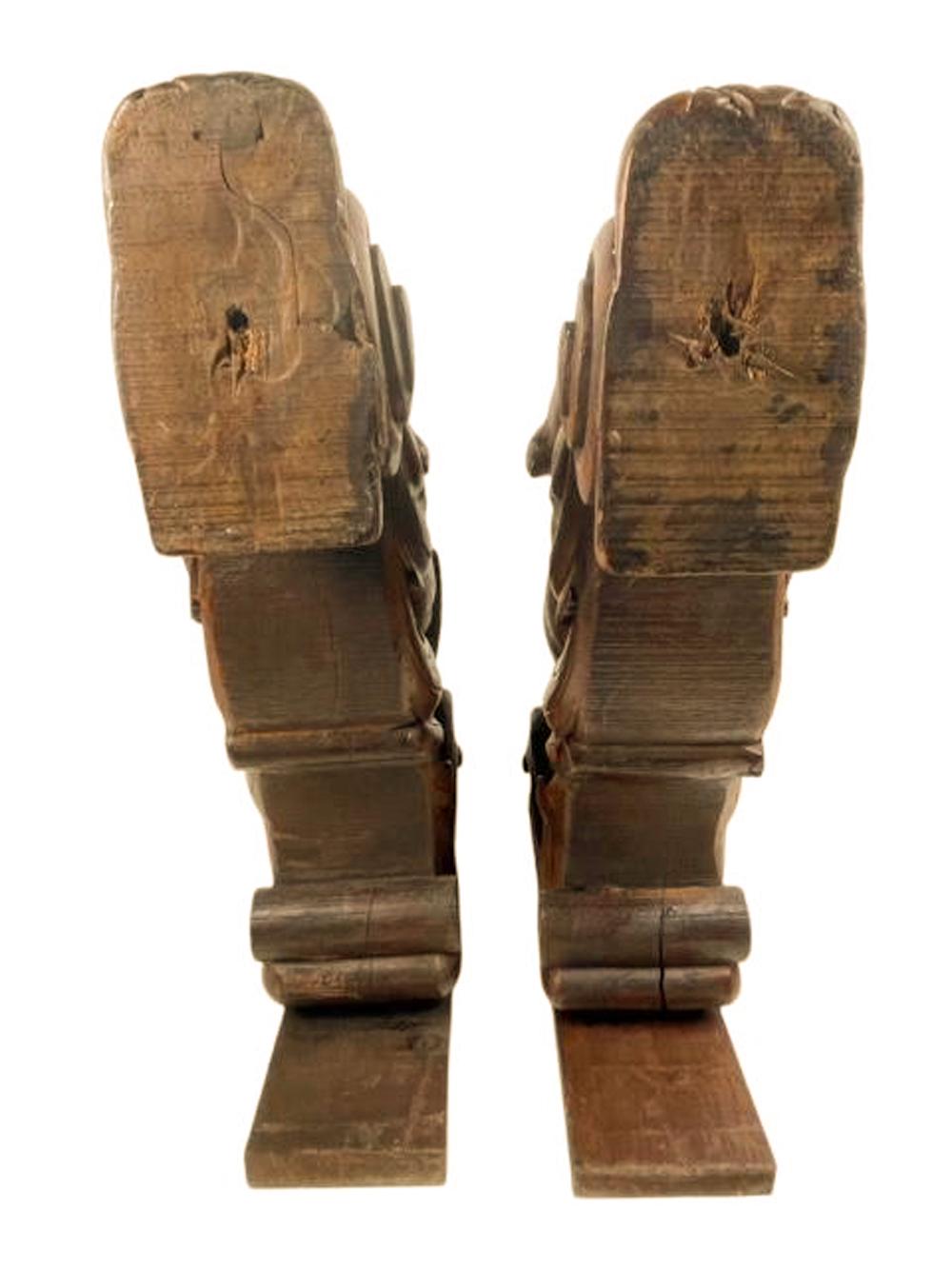 Pair 19th Century Carved Wood Figures of Recumbent Whippets on Foliate Brackets For Sale 2