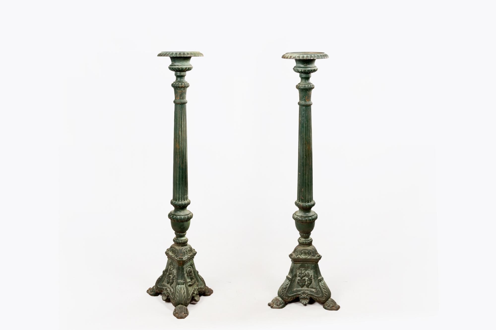 antique iron candle holder
