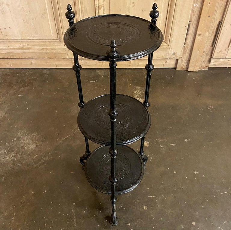 Pair of 19th Century Cast Iron ThreeTiered Plant Stands For Sale at