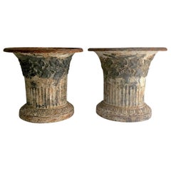 Pair 19th Century Cast Iron Urns Vases