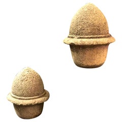 Pair of 19th Century Cast Stone Finials