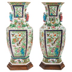 Pair of 19th Century Chinese Cantonese / Rose Medallion Vases