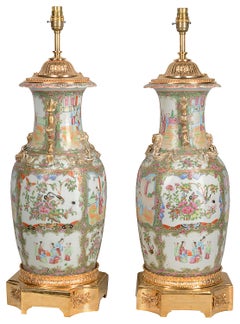 Pair of 19th Century Chinese Cantonese / Rose Medallion Vases/ Lamps