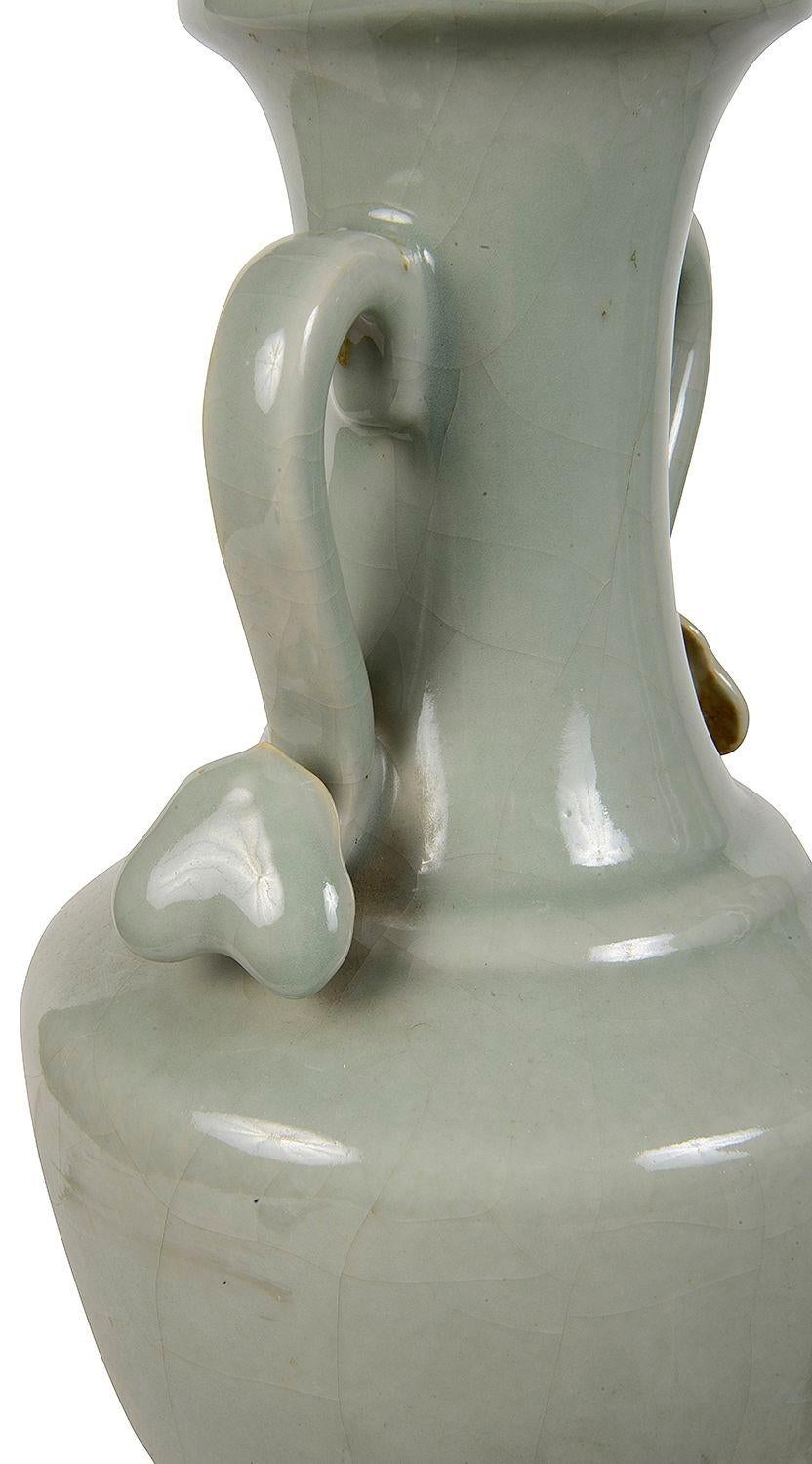 Pareja de lámparas chinas de celadón del siglo XIX Chino en venta