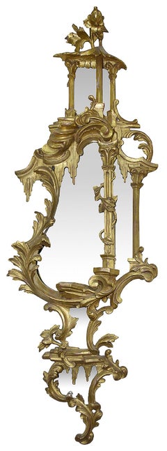 Pair 19TH Century Chinese Chippendale Style Carved Giltwood Girondole