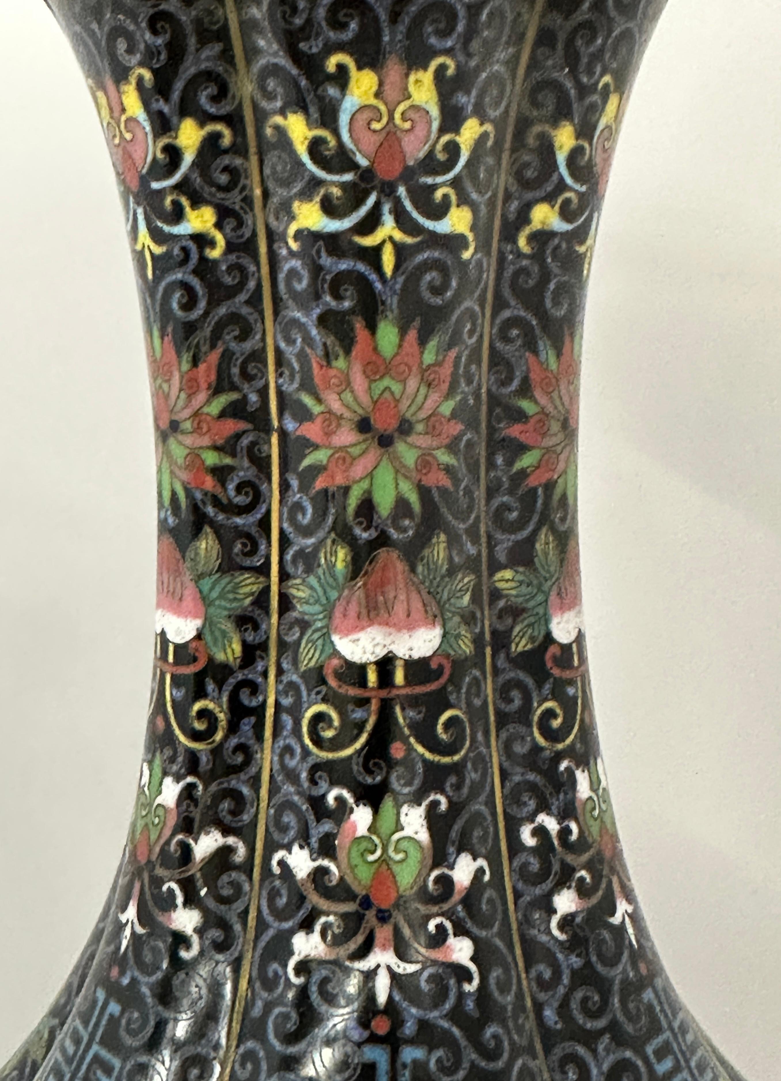 Pair 19th Century Chinese Cloisonné Vases For Sale 9