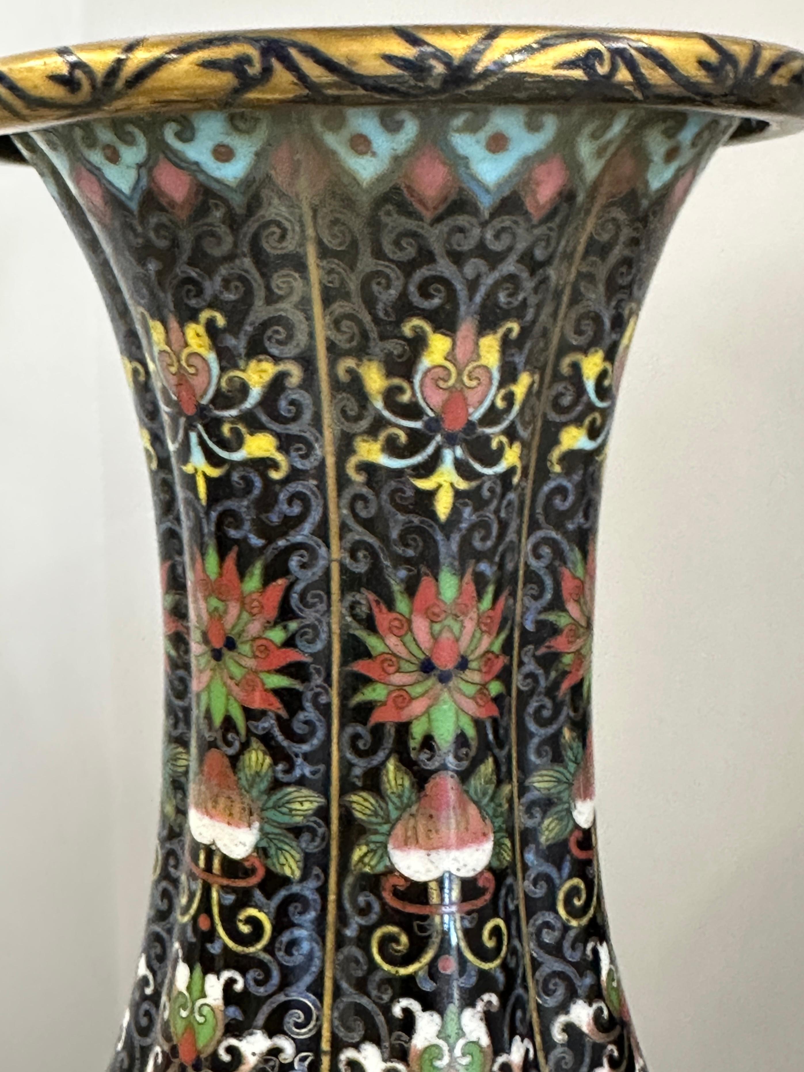 Pair 19th Century Chinese Cloisonné Vases For Sale 13