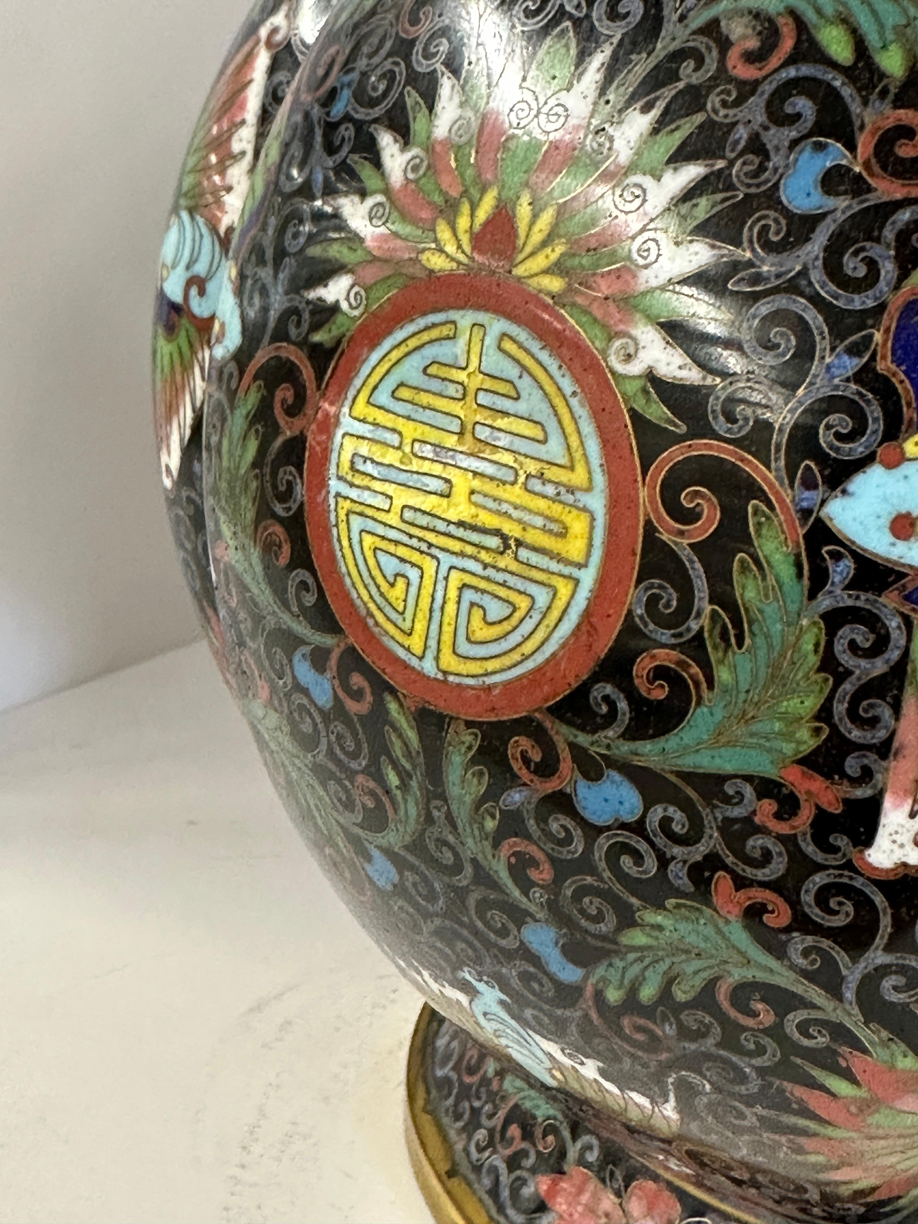 Pair 19th Century Chinese Cloisonné Vases For Sale 14