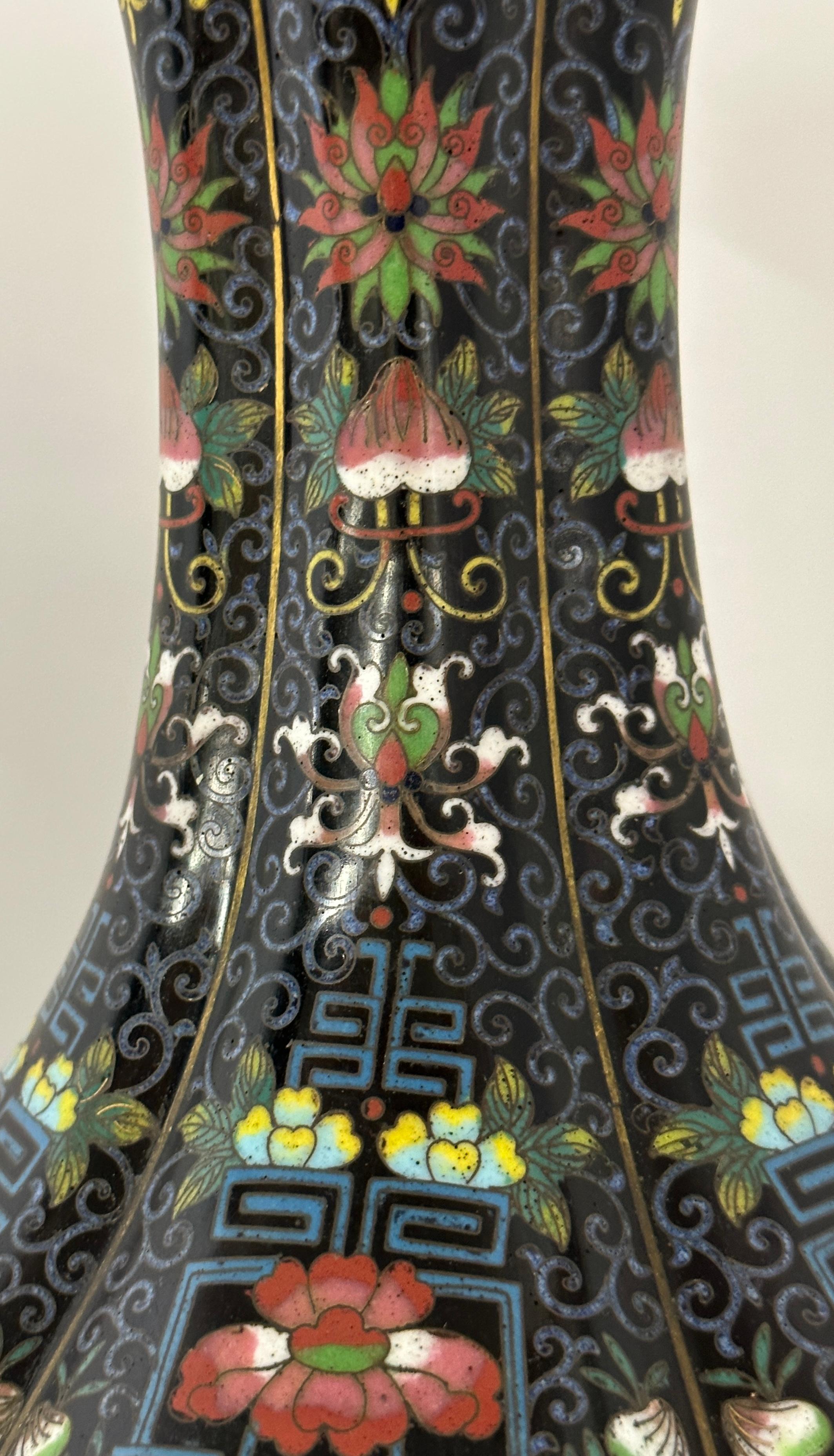 Pair 19th Century Chinese Cloisonné Vases For Sale 15