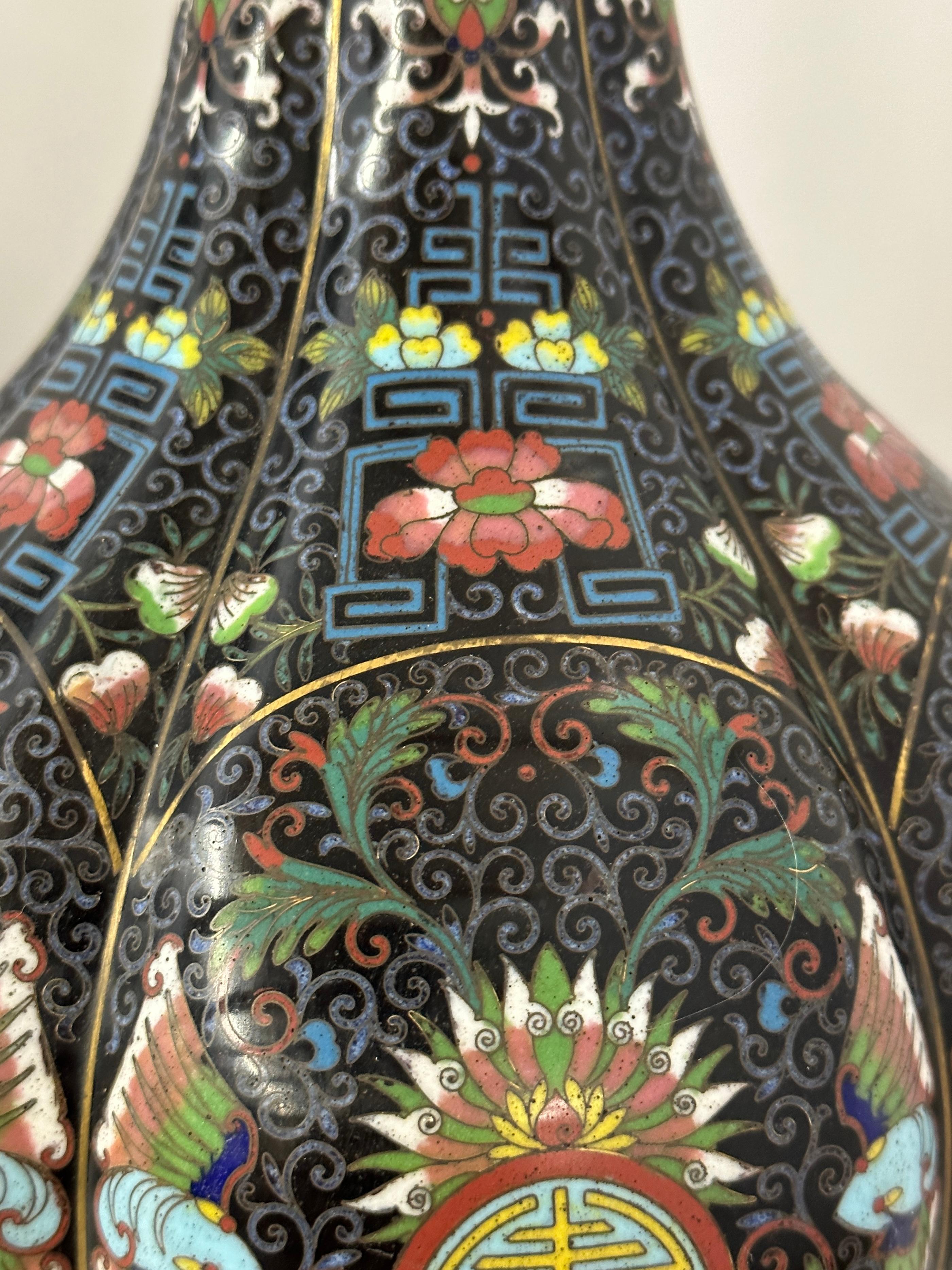 Pair 19th Century Chinese Cloisonné Vases For Sale 1