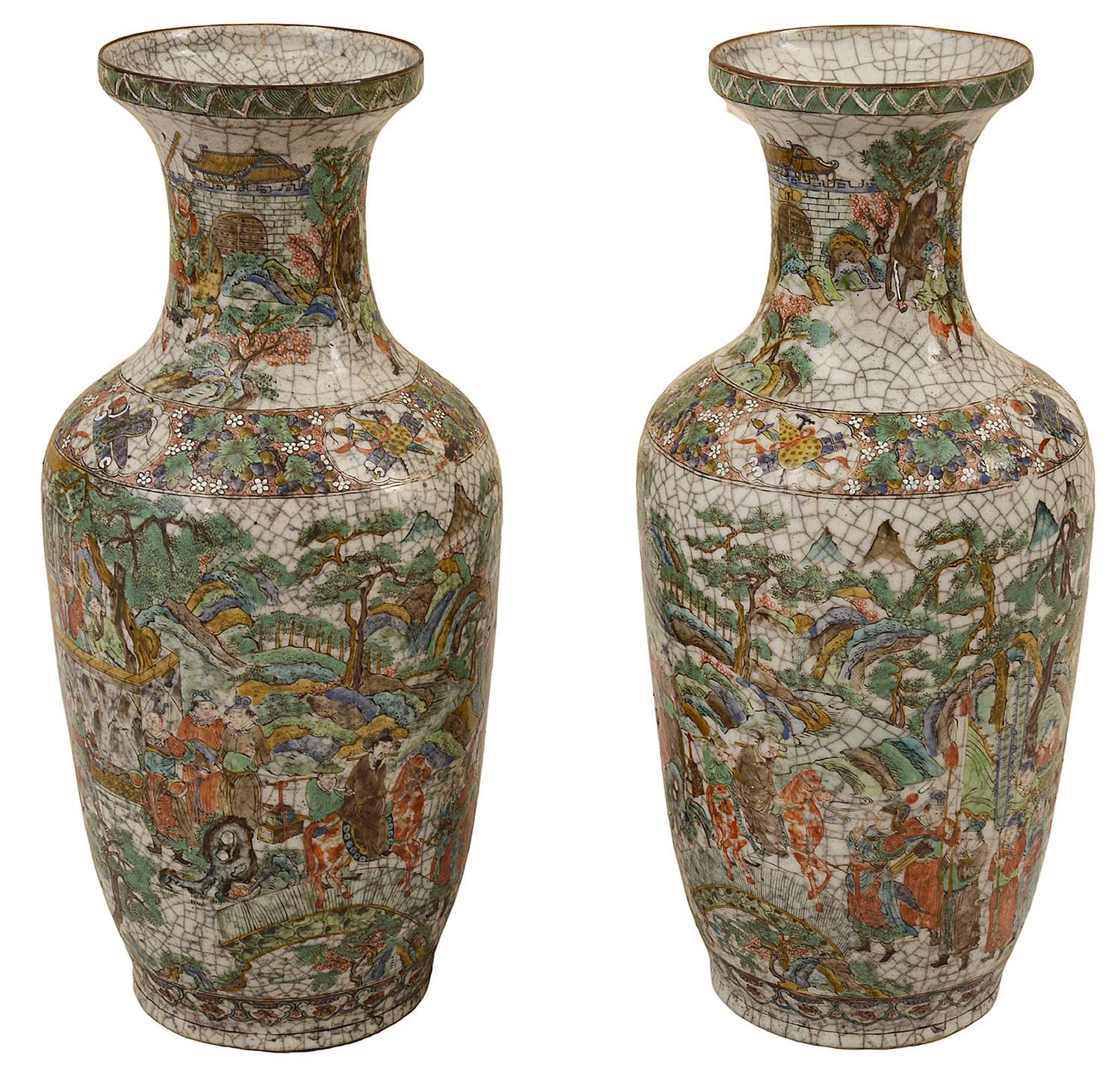 Pair 19th Century Chinese Crackle Ware Vases In Good Condition In Brighton, Sussex