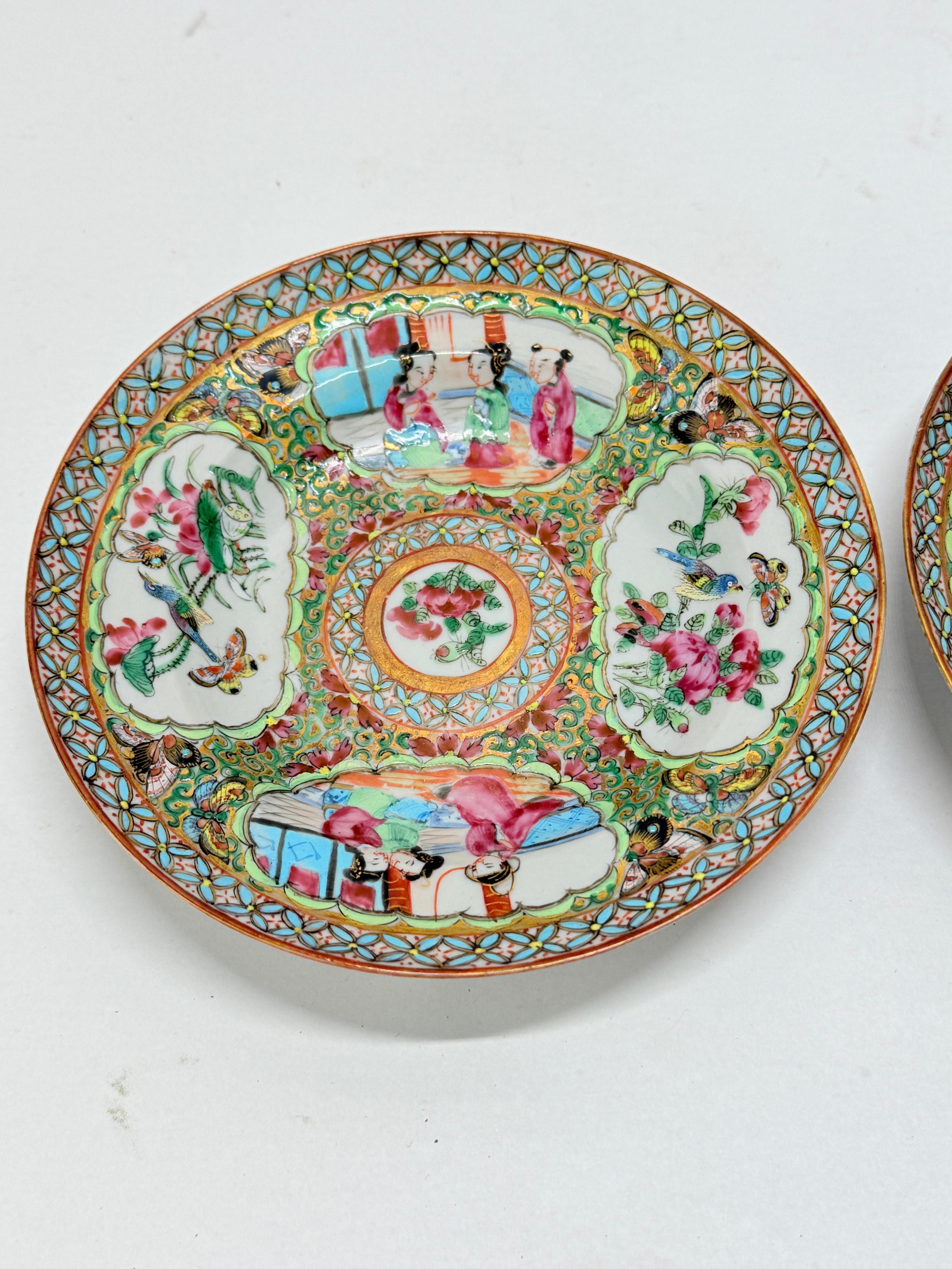 Pair, 19th Century Chinese Famille Rose Medallion Saucers For Sale 1