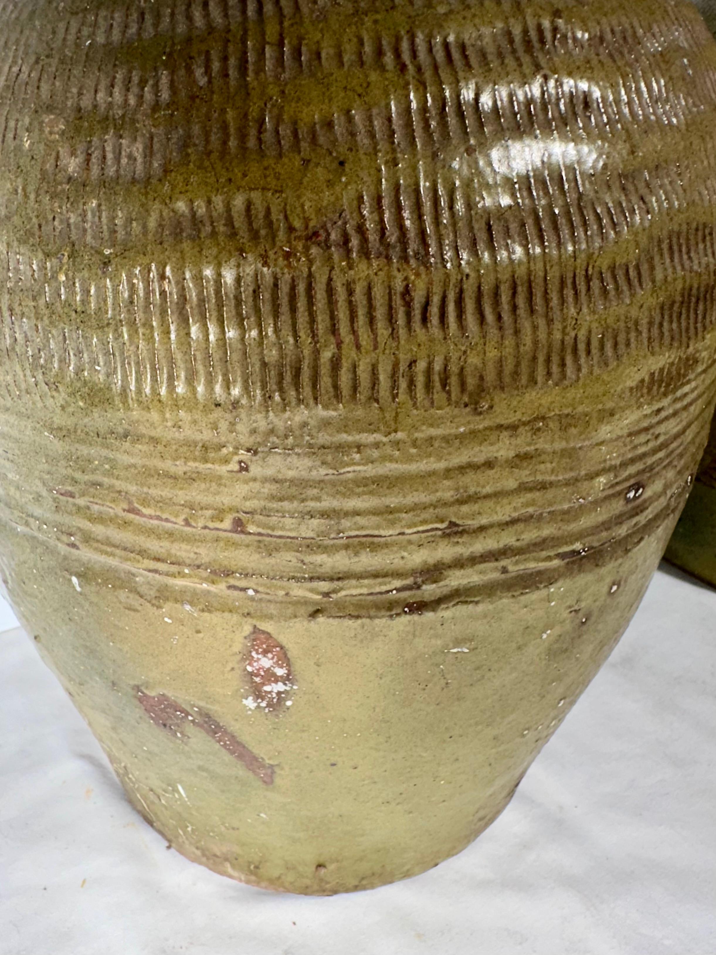 Pair 19th Century Chinese Glazed Pickling Jars. In Good Condition For Sale In Vero Beach, FL