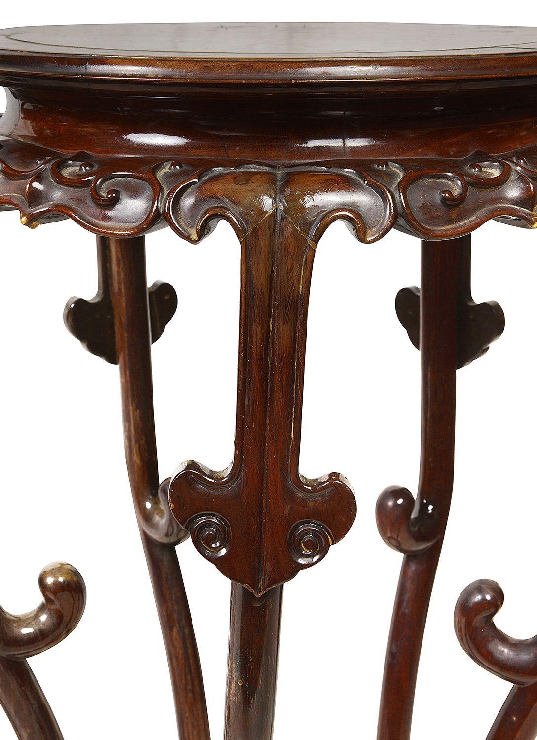 Pair 19th Century Chinese Hardwood Stands, circa 1880 For Sale 1