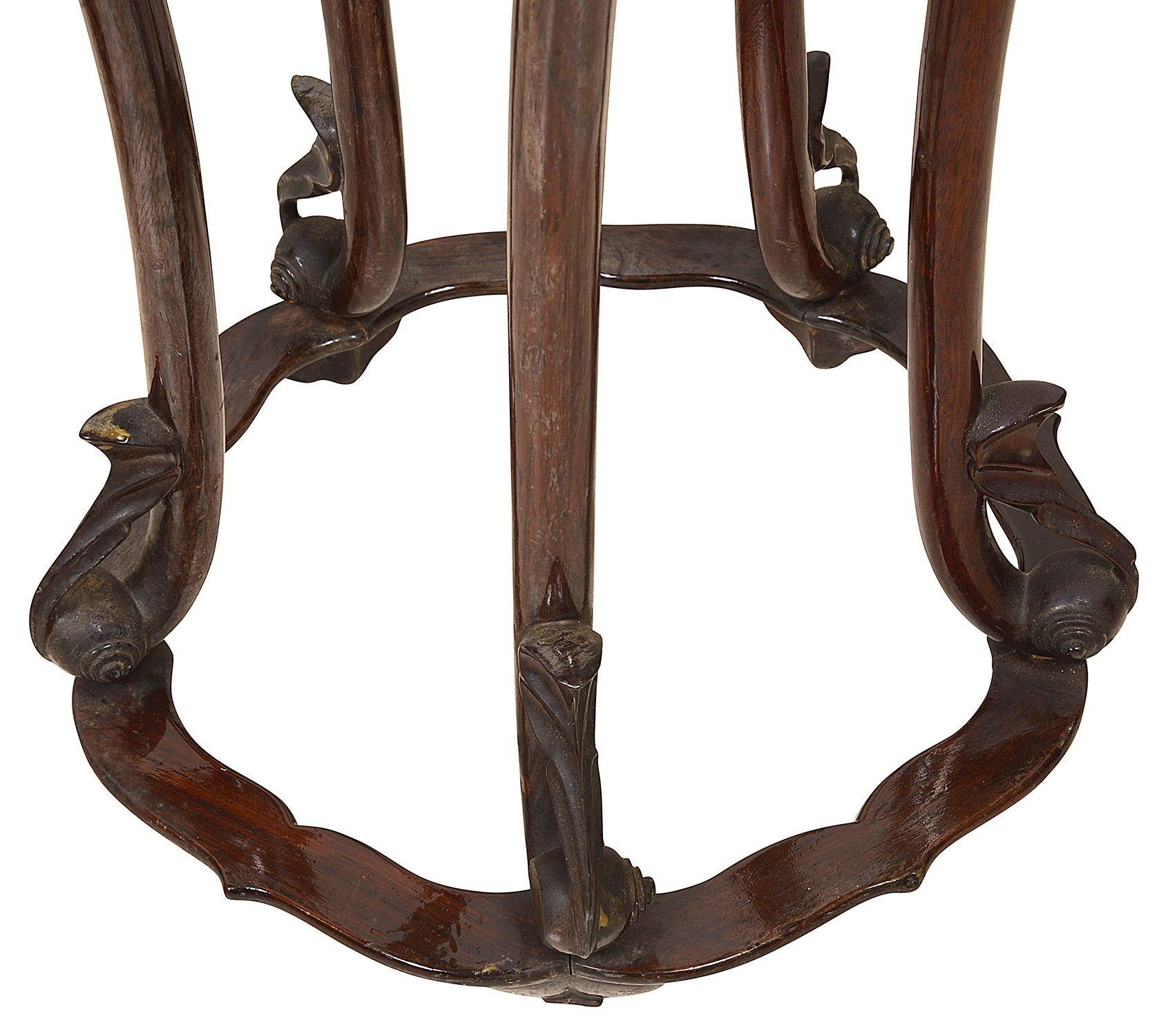 Pair 19th Century Chinese Hardwood Stands, circa 1880 For Sale 3