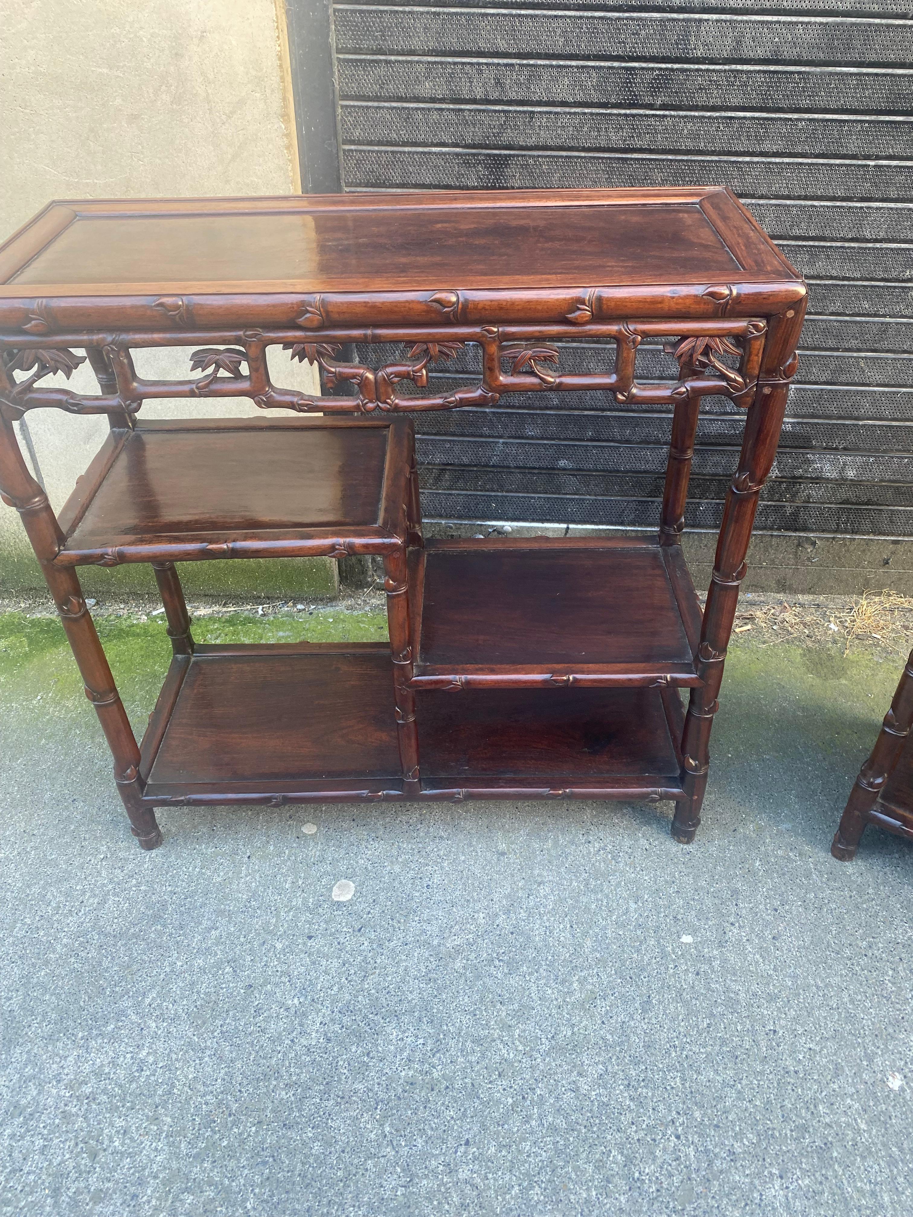 Pair 19th Century Chinese Hong Mu Hardwood Side Tables 5