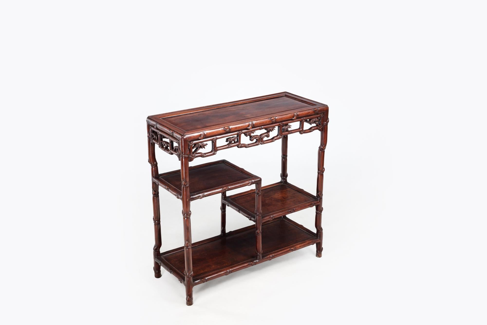 Qing Pair 19th Century Chinese Hong Mu Hardwood Side Tables For Sale