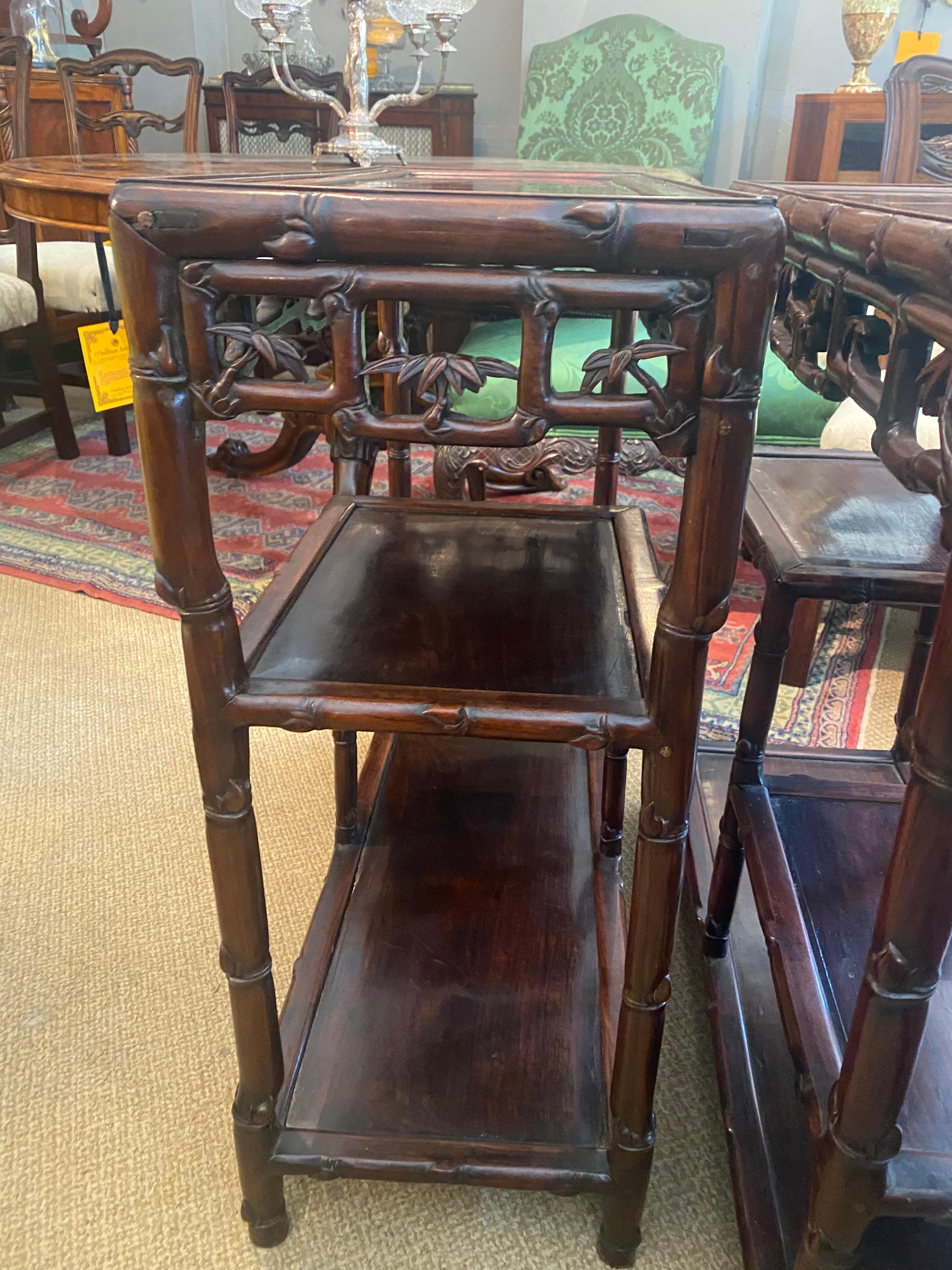 Pair 19th Century Chinese Hong Mu Hardwood Side Tables For Sale 2