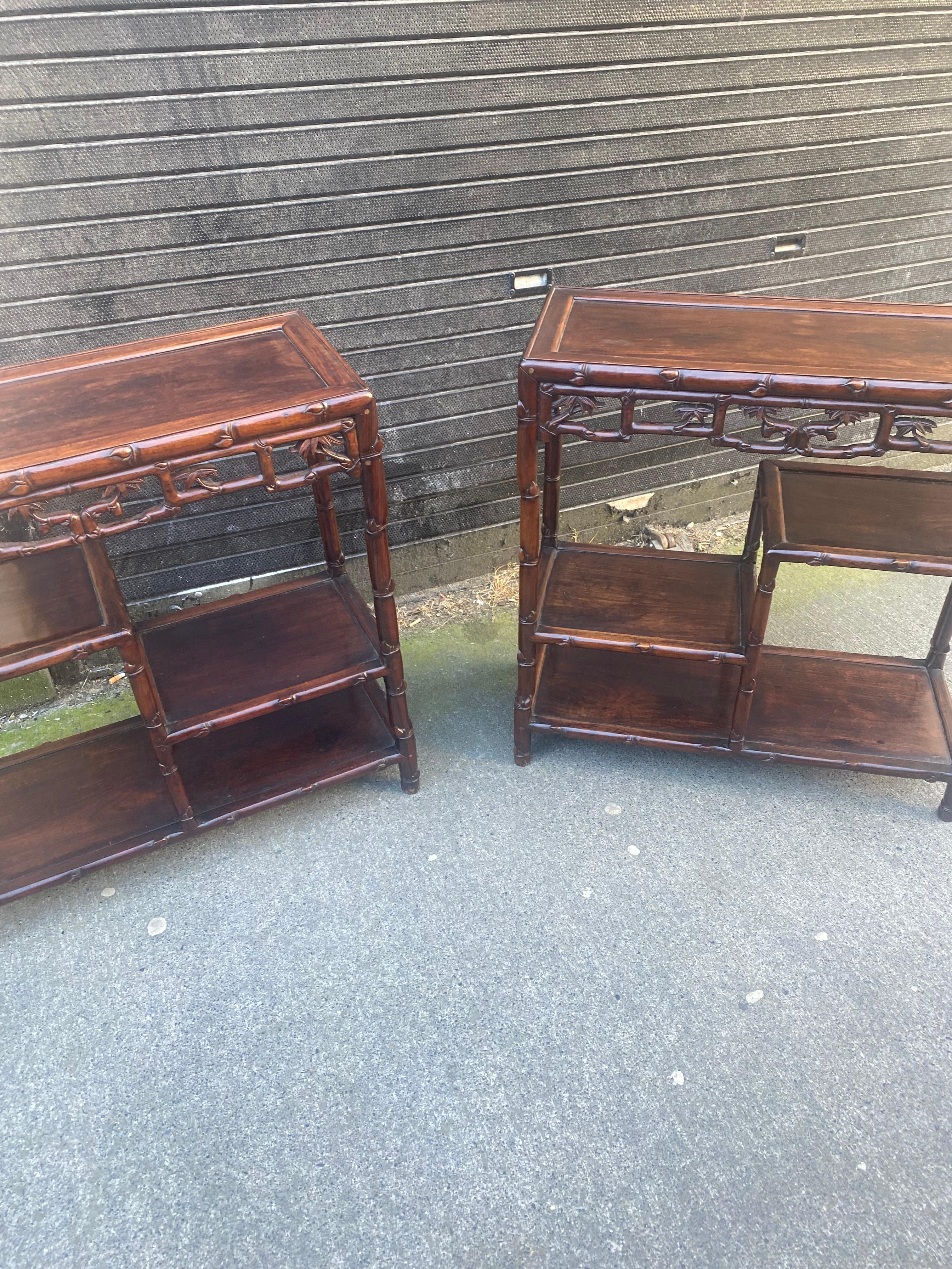 Pair 19th Century Chinese Hong Mu Hardwood Side Tables For Sale 3