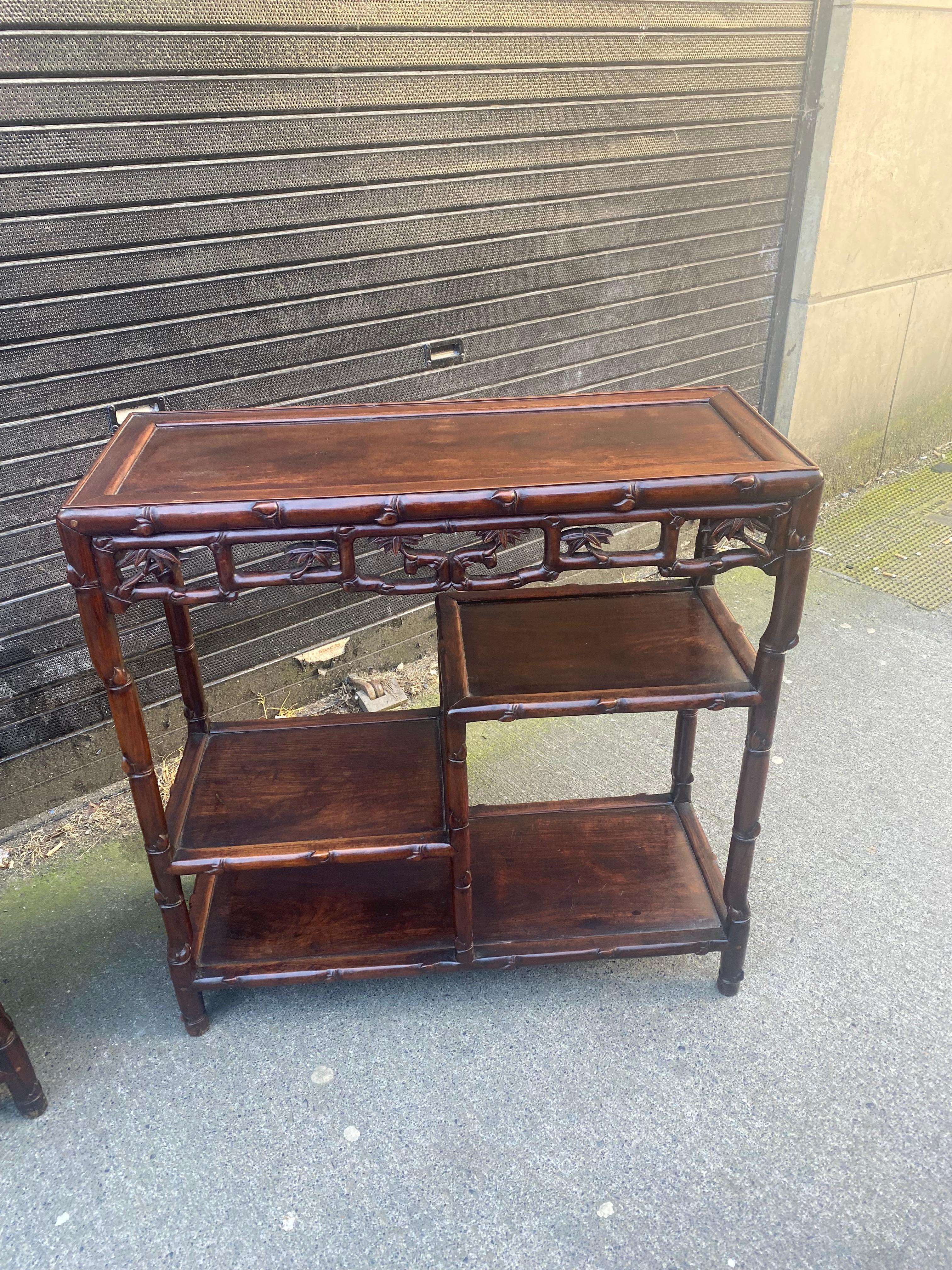 Pair 19th Century Chinese Hong Mu Hardwood Side Tables For Sale 4