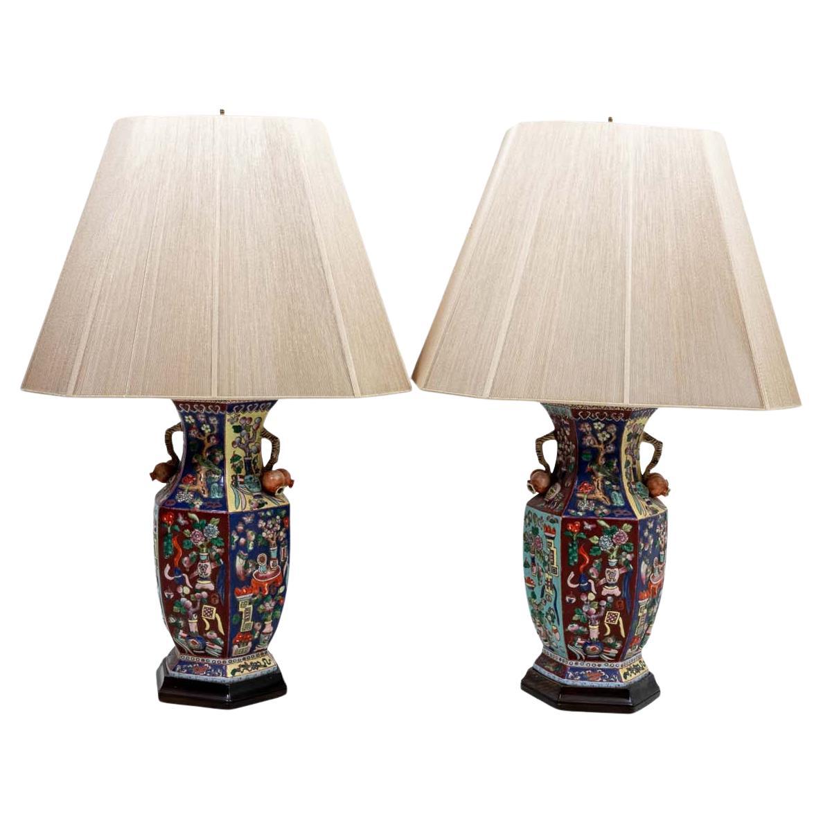 Pair 19th Century Chinese Lamps