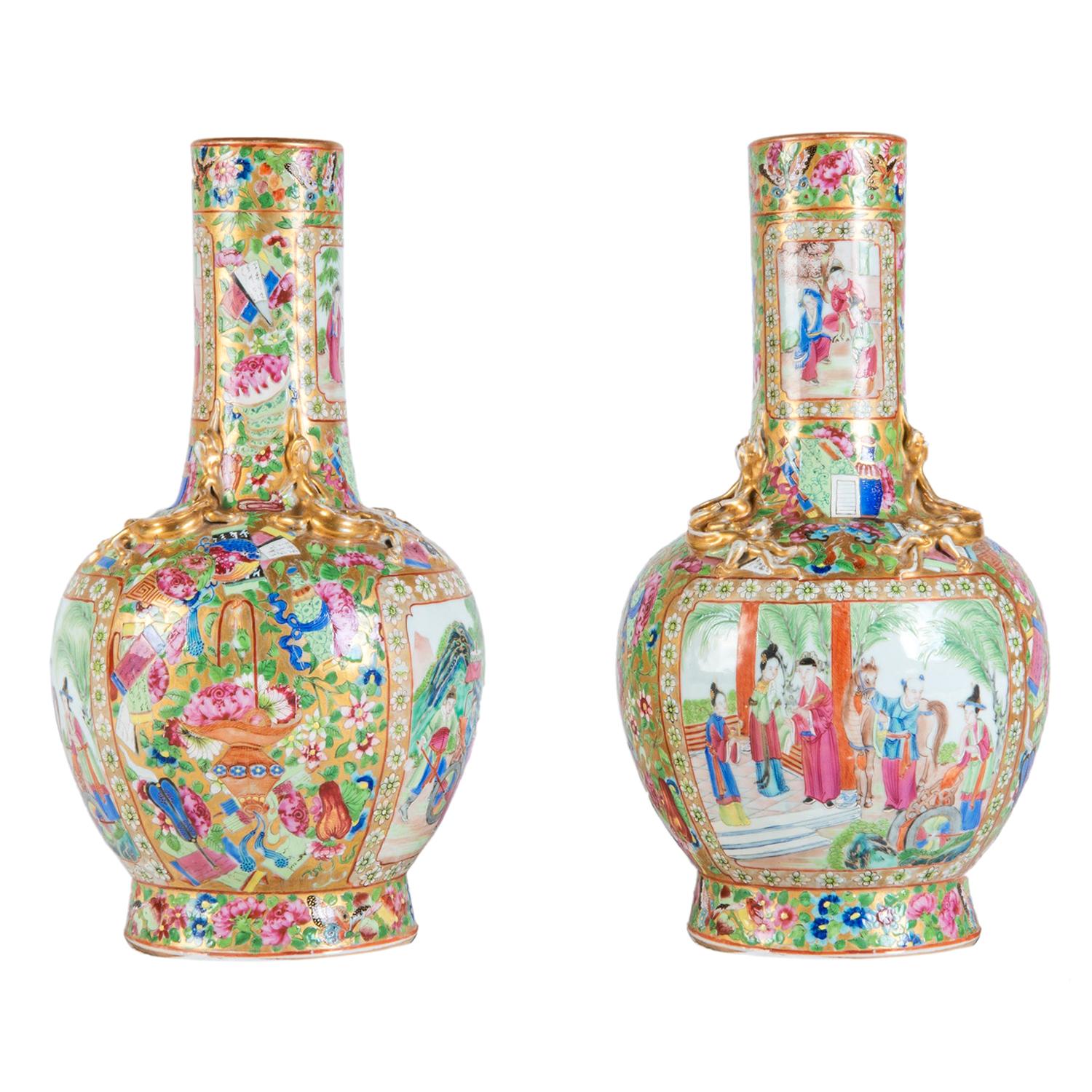 Chinese Rose Medallion Vases at 1stDibs
