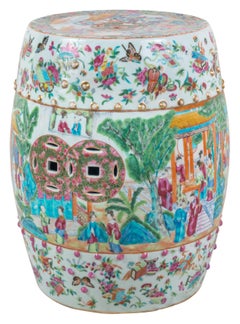 Pair of 19th Century Chinese Rose Medallion Garden Seats, circa 1880