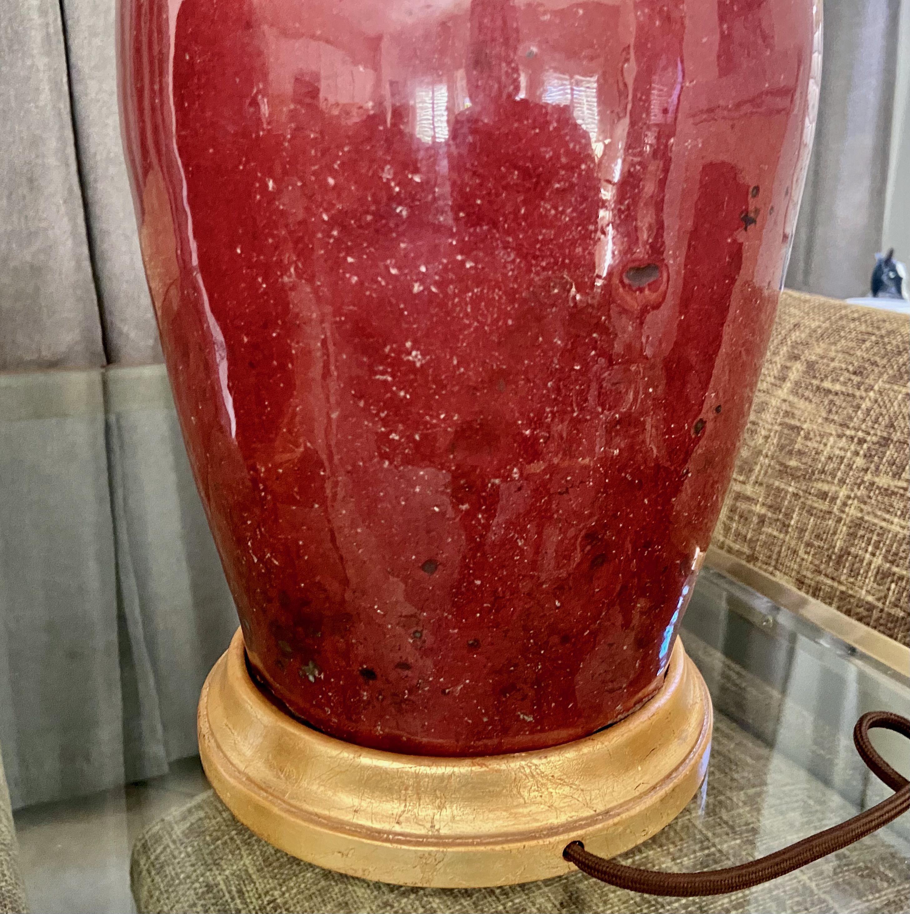 Pair 19th Century Chinese Sang De Boeuf Oxblood Porcelain Table Lamps 6