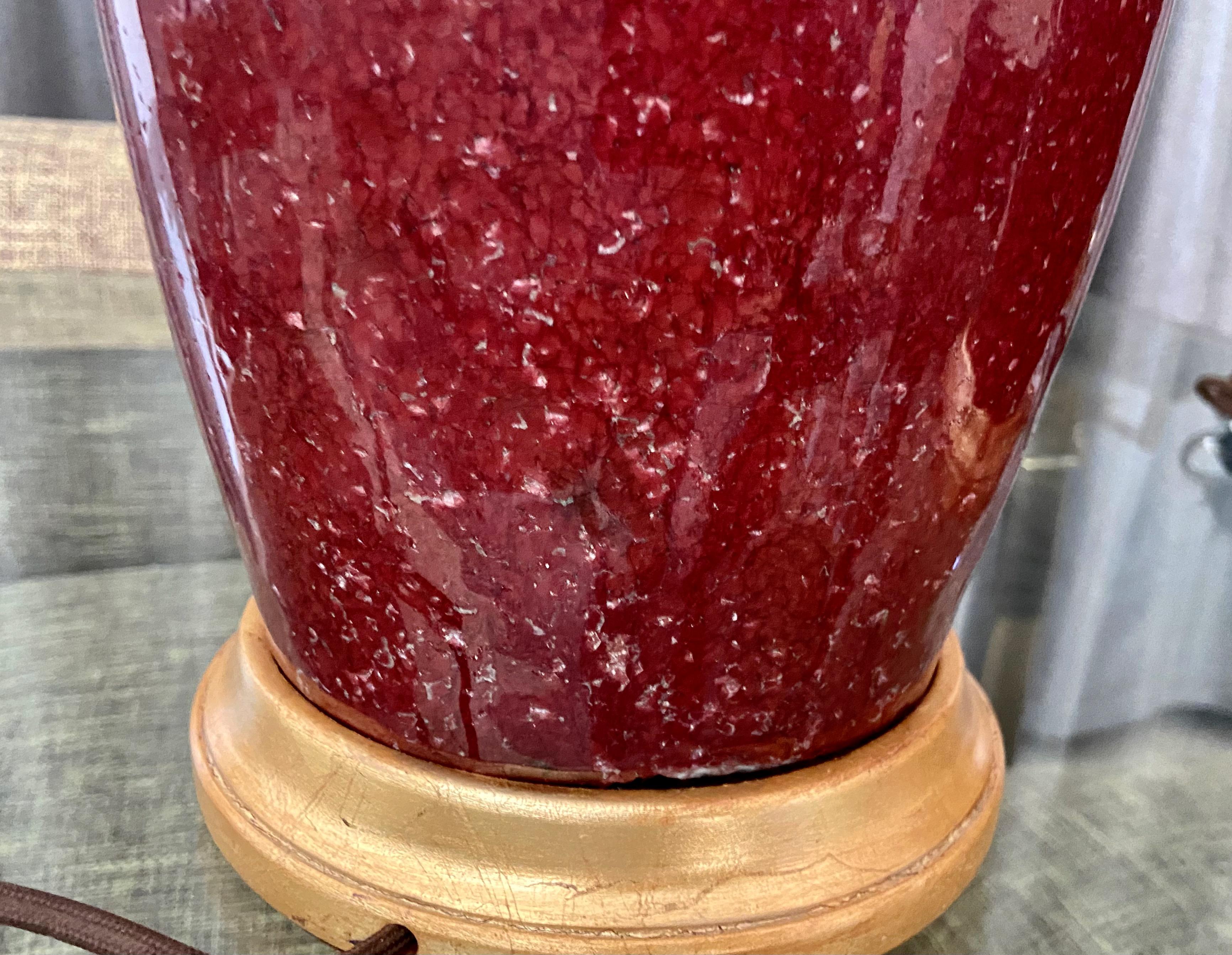 Pair 19th Century Chinese Sang De Boeuf Oxblood Porcelain Table Lamps 12