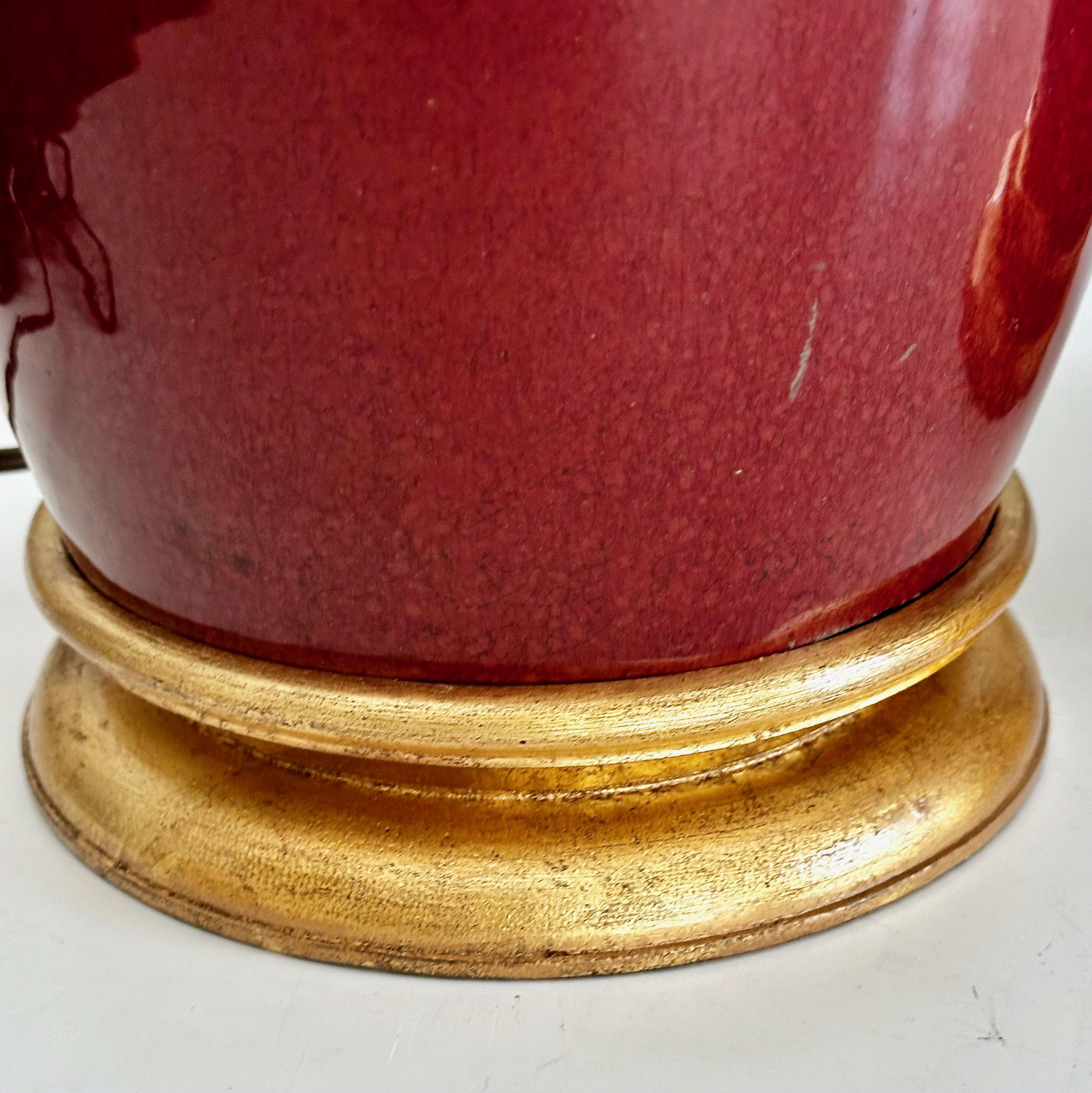 Pair 19th Century Chinese Sang De Boeuf Oxblood Porcelain Table Lamps 5