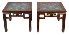 Pair 19th Century Chinese stands with inset porcelain panels
