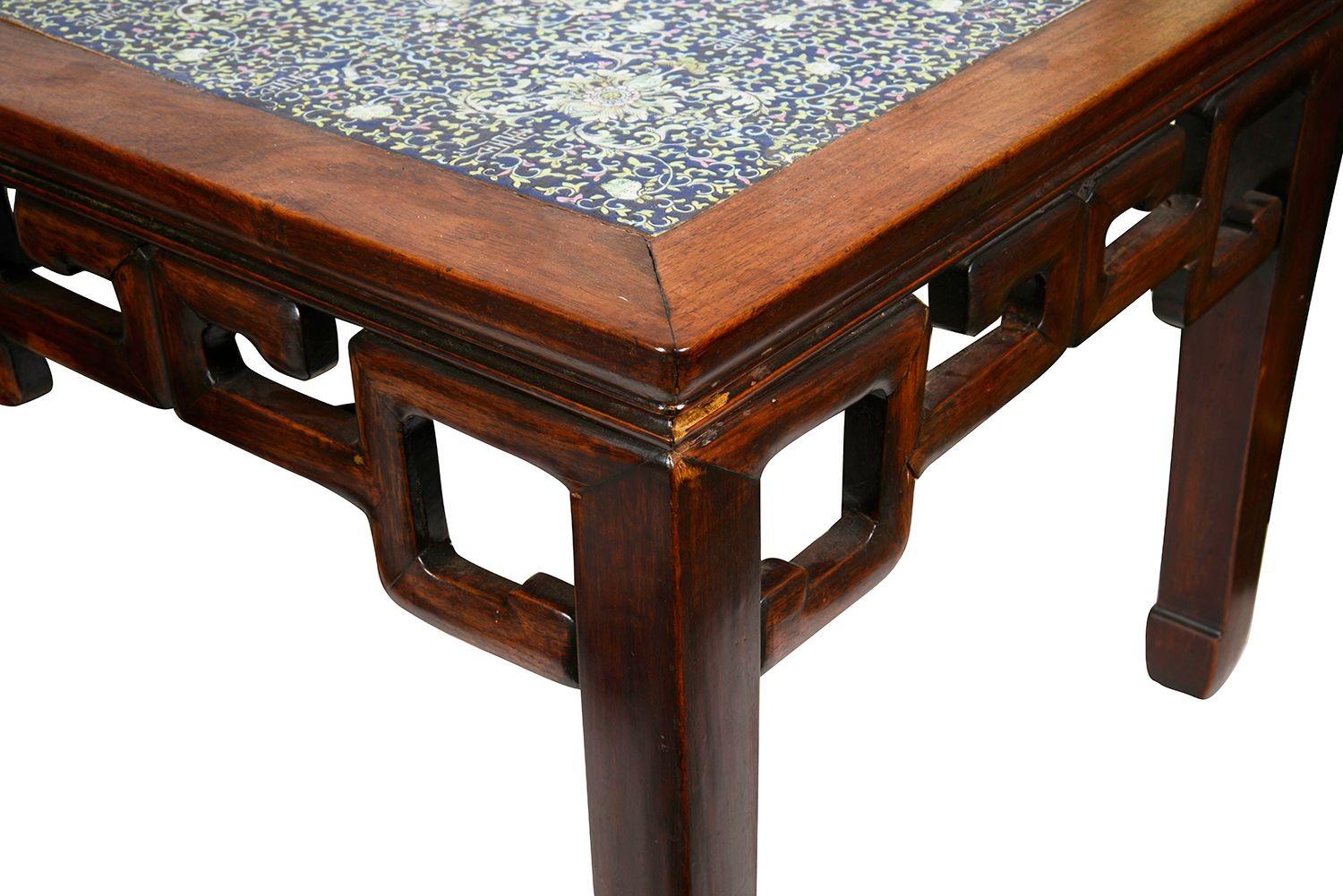 Porcelain Pair 19th Century Chinese stands with inset porcelain panels For Sale
