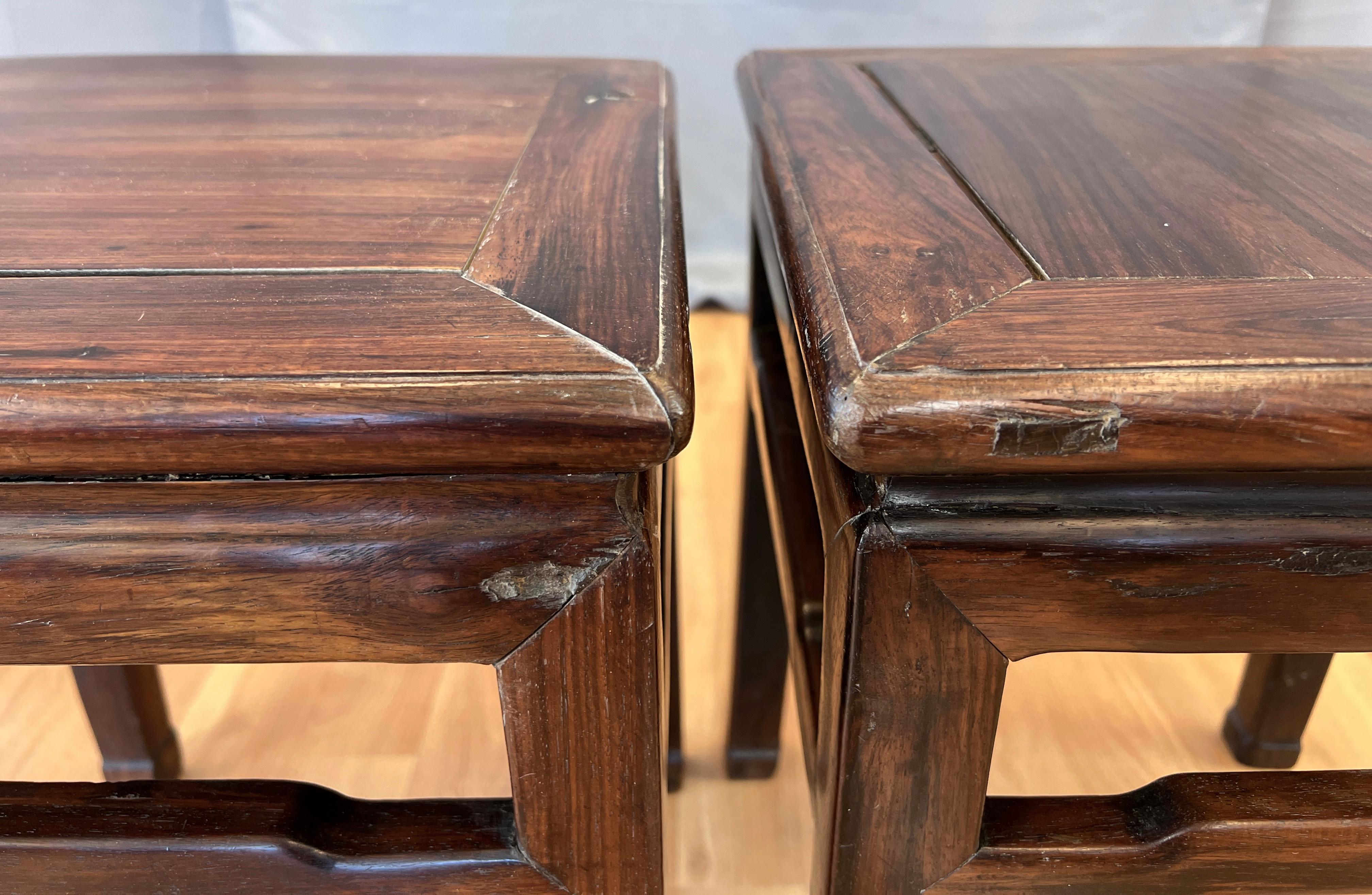Pair 19th Century Chinese Zitan Wood Tea Tables 4