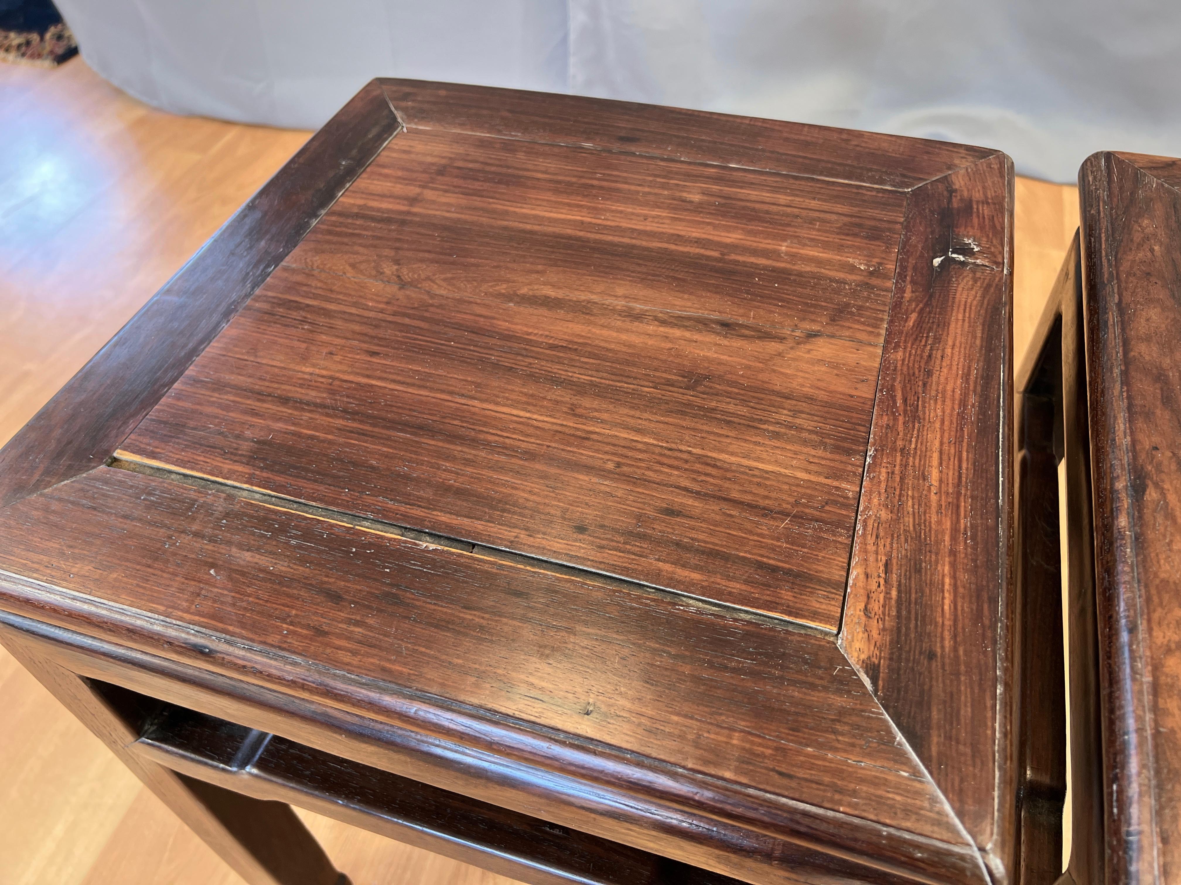 Pair 19th Century Chinese Zitan Wood Tea Tables 6