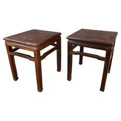 Pair 19th Century Chinese Zitan Wood Tea Tables
