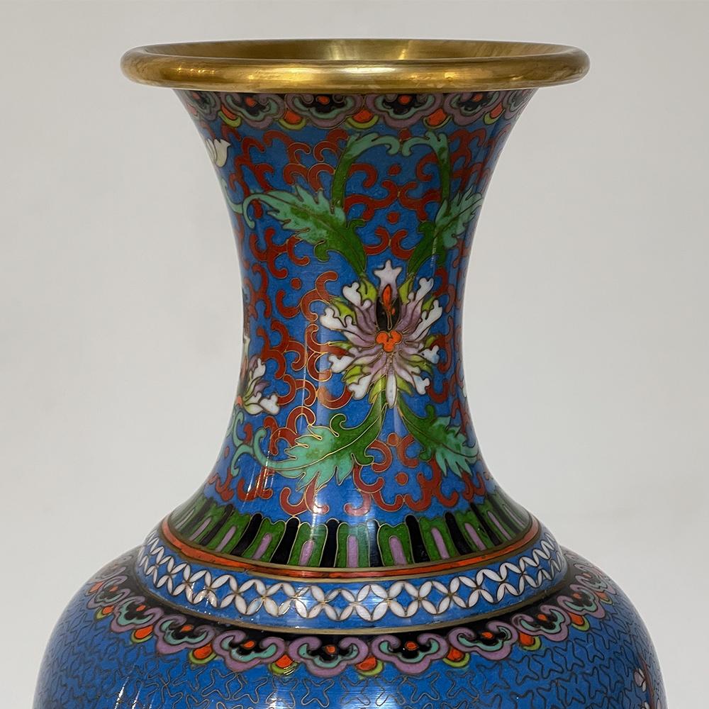 Pair 19th Century Cloisonne Vases For Sale 2
