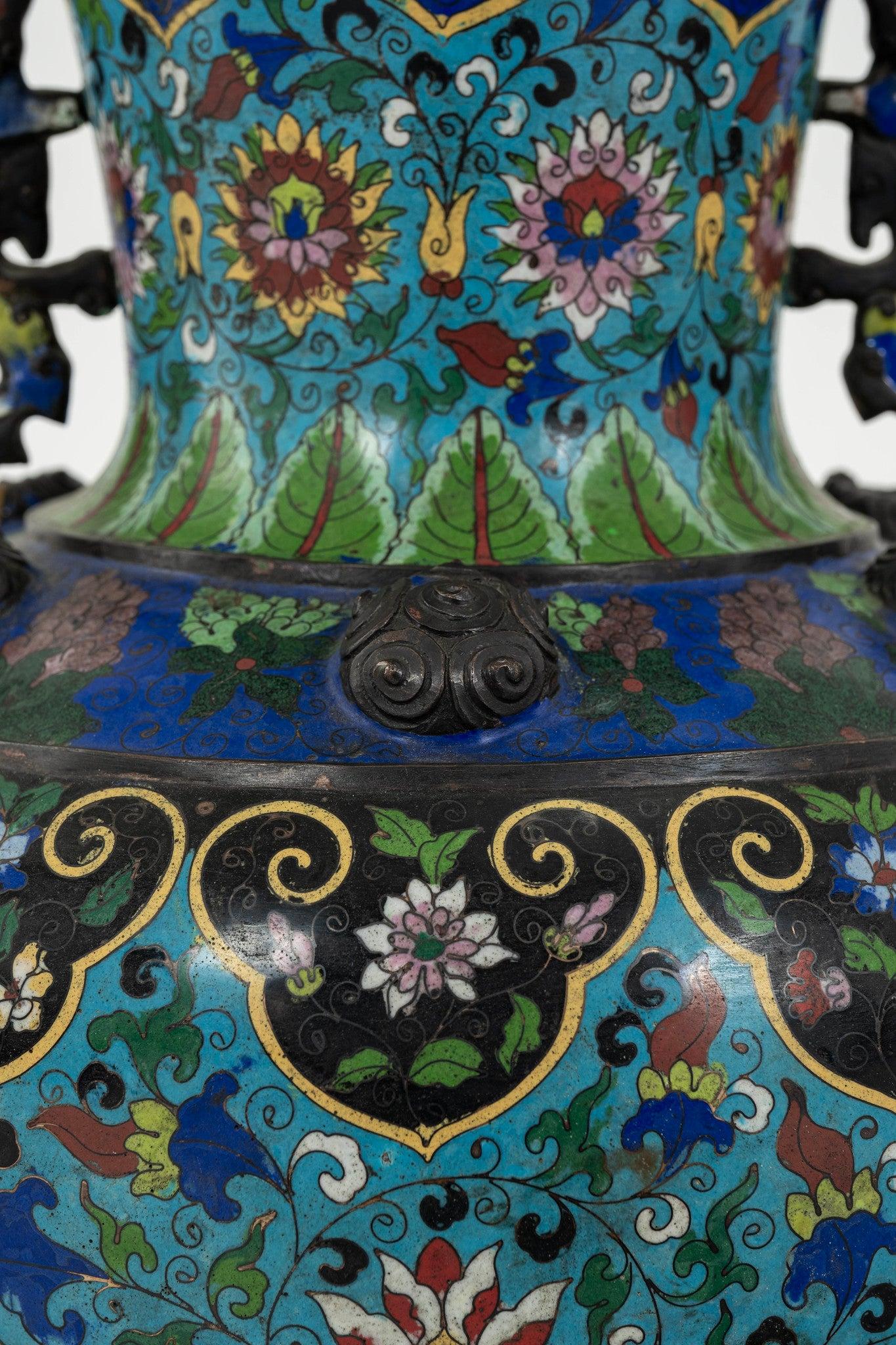 Pair 19th Century Cloisonné Vases For Sale 4