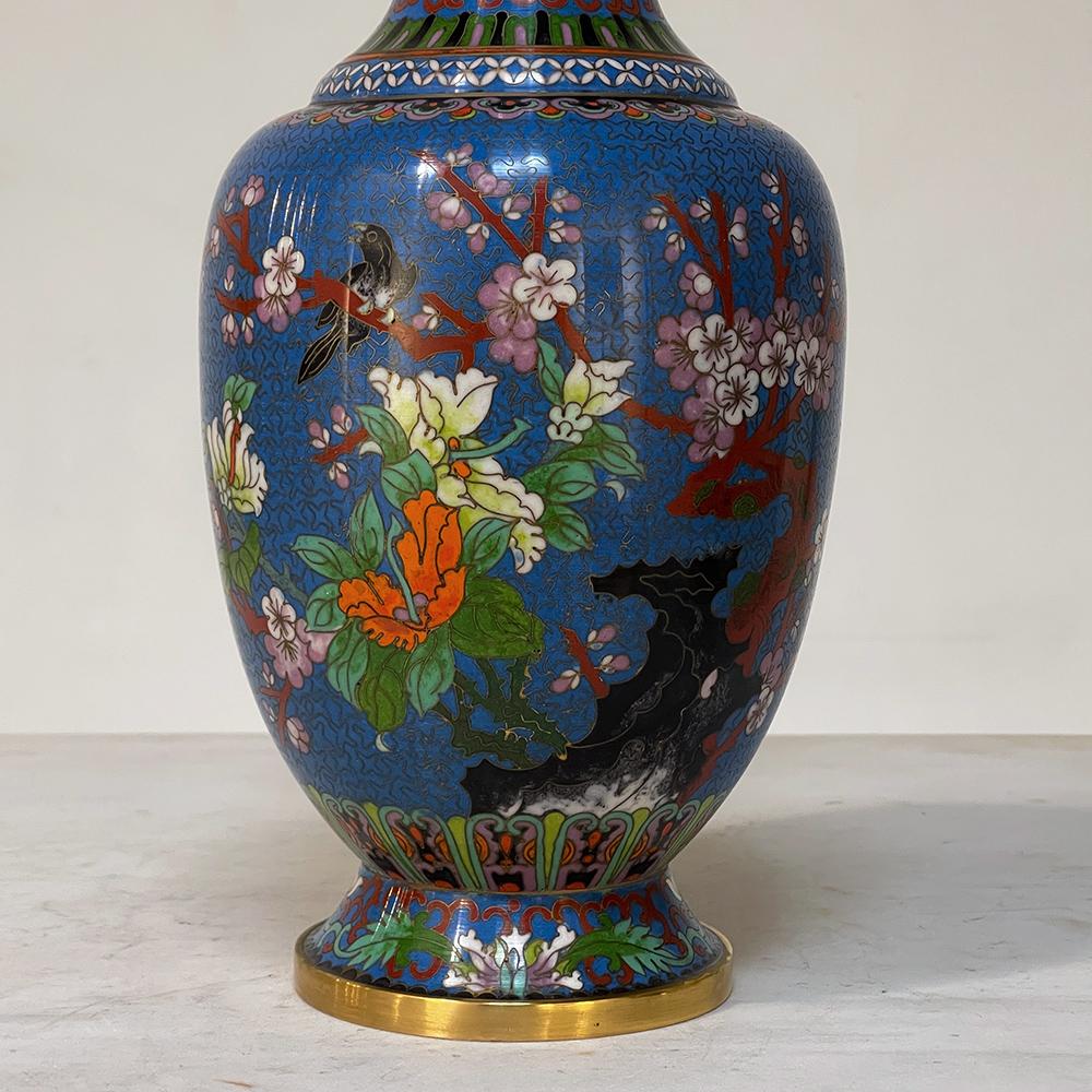 Pair 19th Century Cloisonne Vases For Sale 3