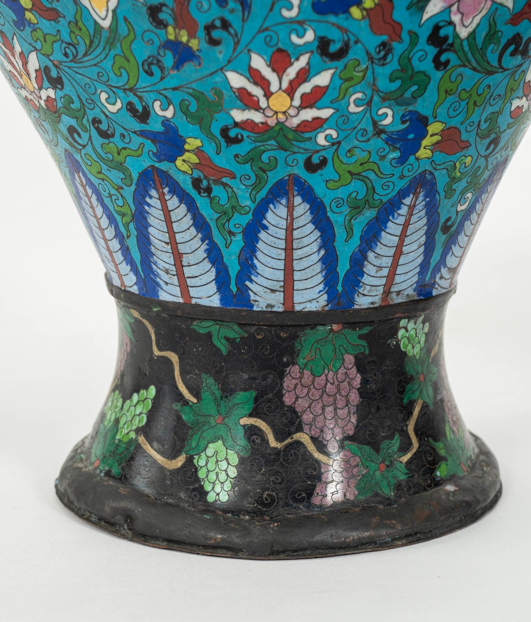 Pair 19th Century Cloisonné Vases For Sale 5